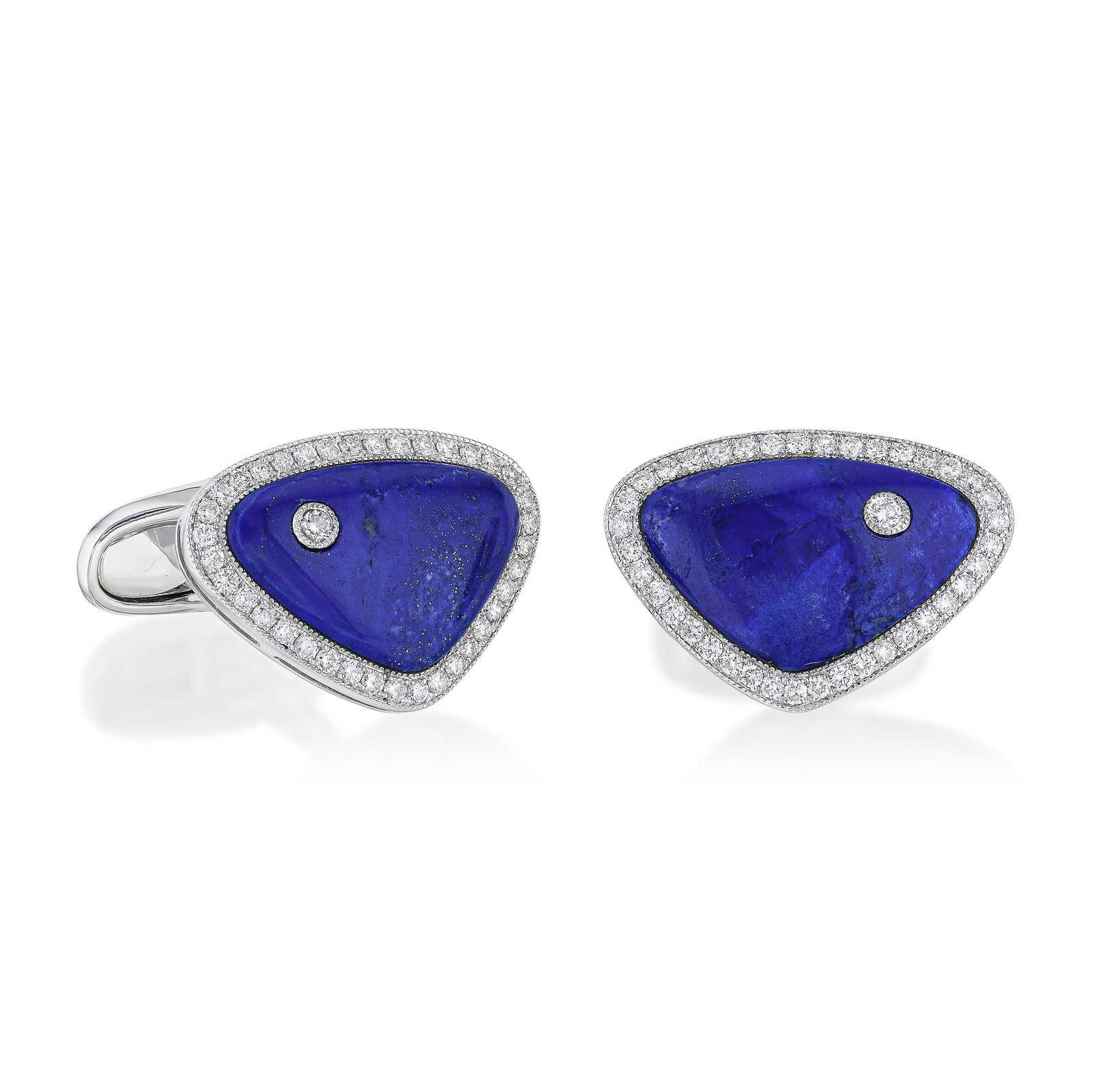 Lapis and Diamond Cufflinks: ESTIMATED RETAIL PRICE: $4,750* *This is the estimated value a piece of similar quality, craftsmanship, and characteristics could command at retail. VS clarity on G-H stones means these diamonds are