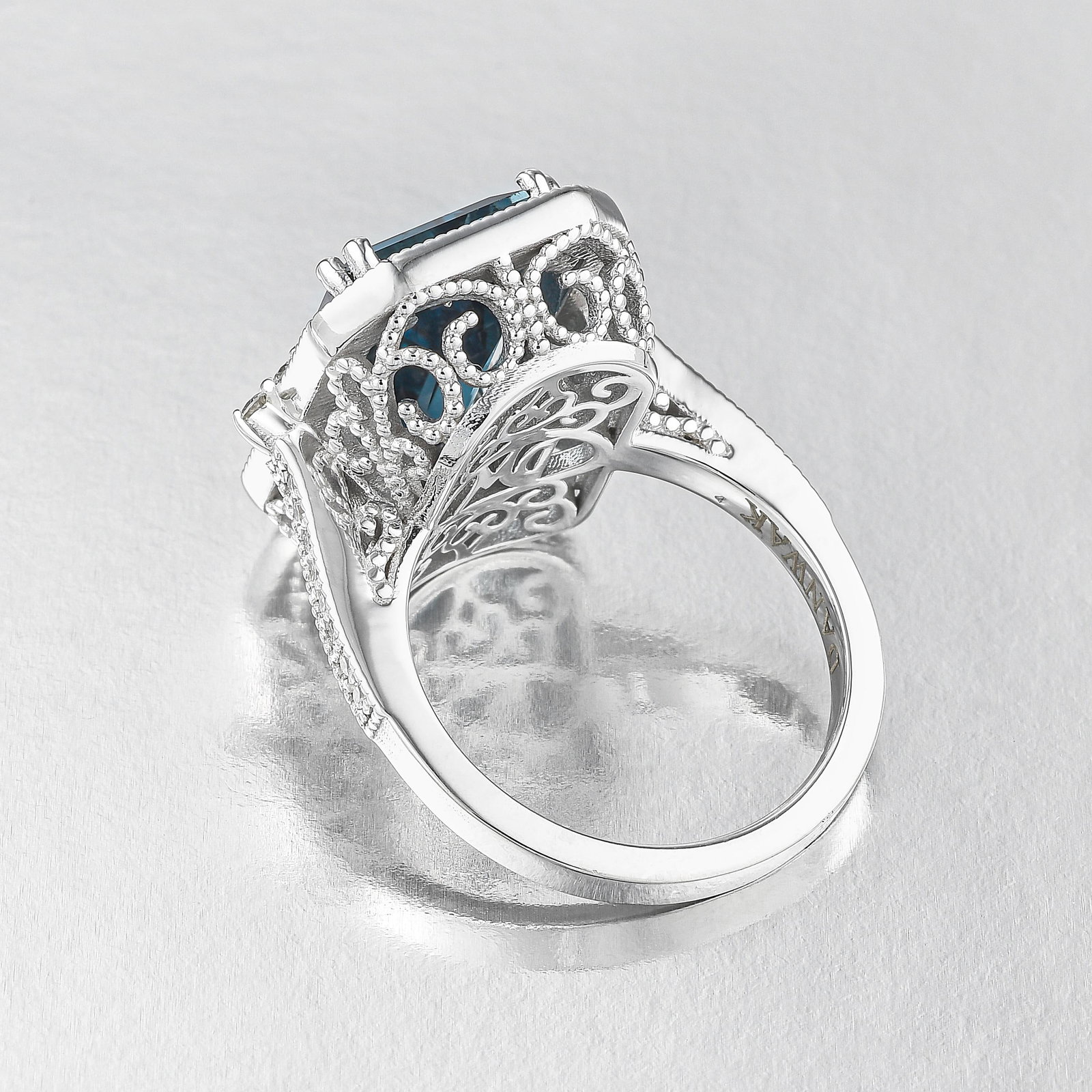 London Blue Topaz and Diamond Cocktail Ring - 2