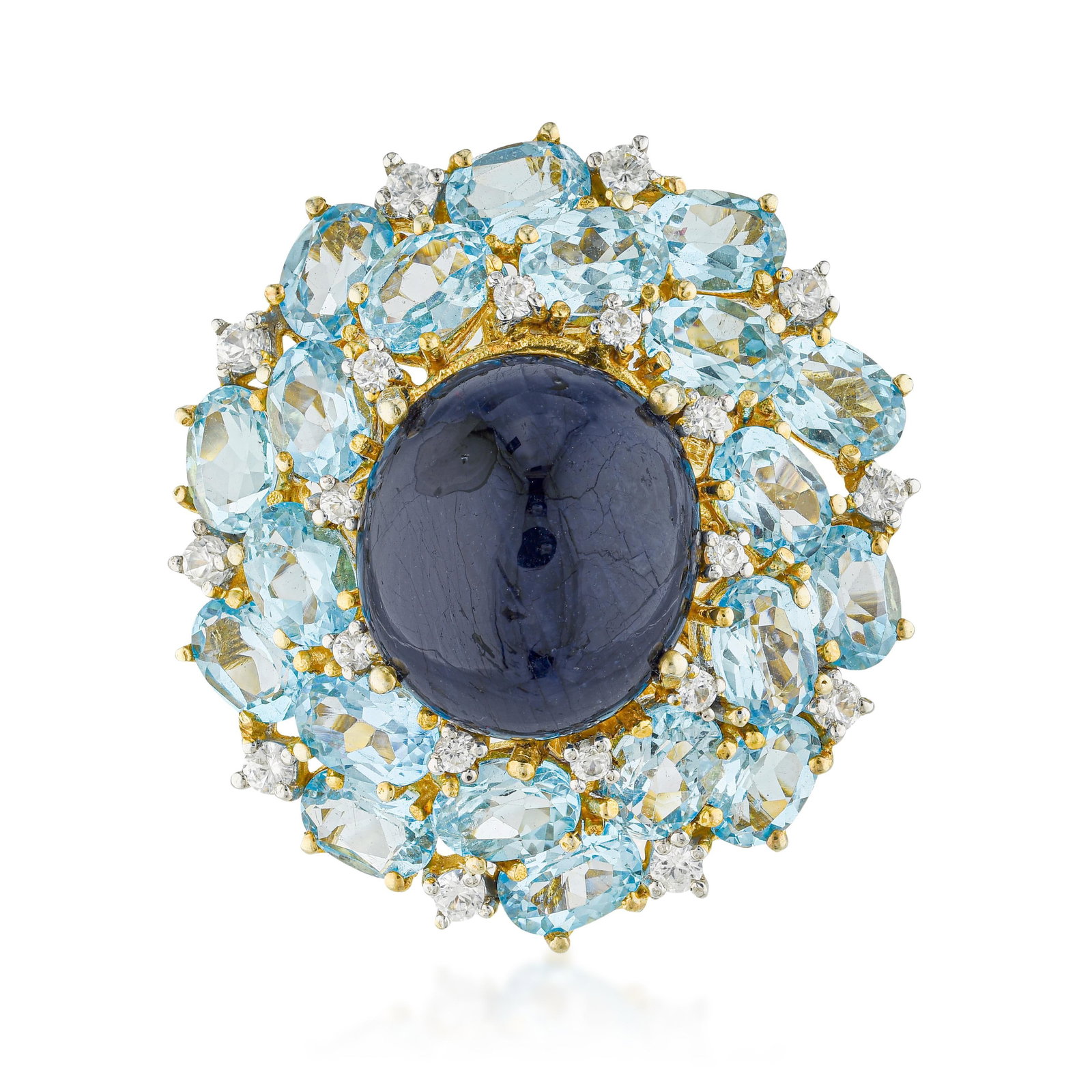 Sapphire and Blue Topaz Cocktail Ring: ESTIMATED RETAIL PRICE: $1,100* *This is the estimated value a piece of similar quality, craftsmanship, and characteristics could command at retail. Summary of Key Characteristics • Metal: