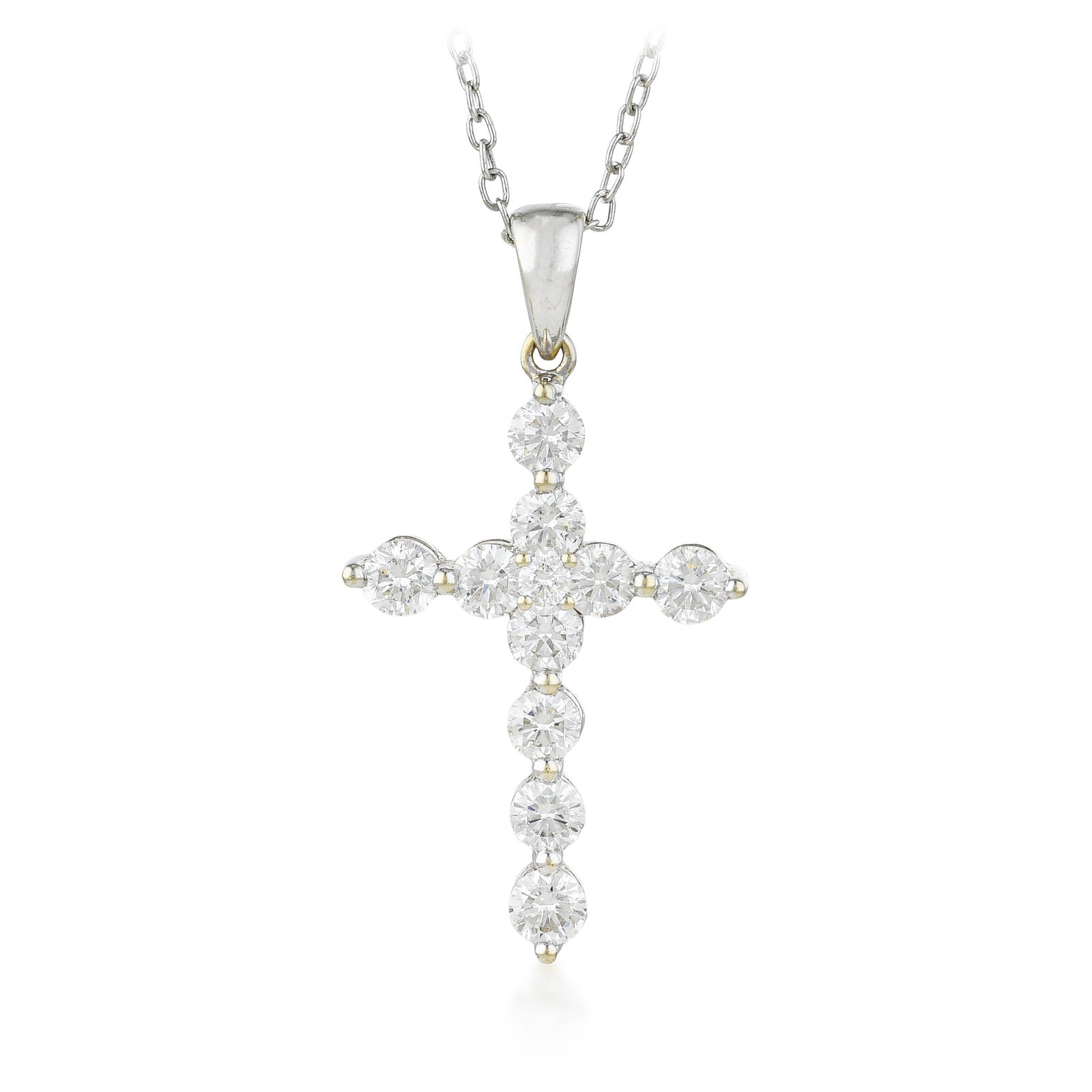 Diamond Cross Pendant Necklace: ESTIMATED RETAIL PRICE: $2,800**This is the estimated value a piece of similar quality, craftsmanship, and characteristics could command at retail.The 1-carat diamond pendant on an 18-inch chain is a
