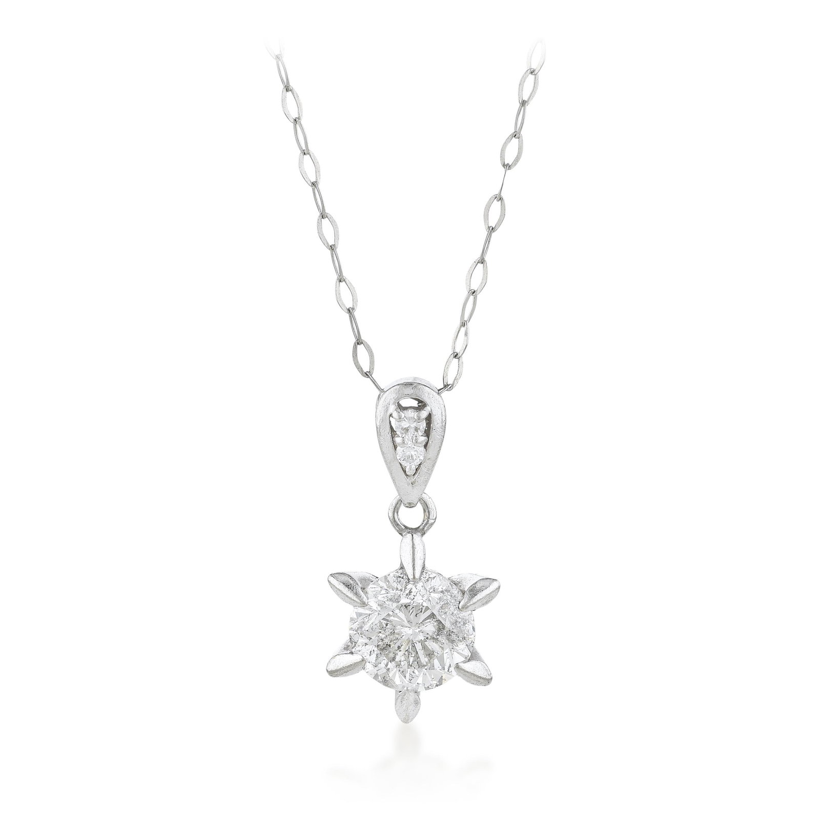 Solitaire Diamond Necklace: ESTIMATED RETAIL PRICE: $4,500**This is the estimated value a piece of similar quality, craftsmanship, and characteristics could command at retail.Summary of Key Characteristics • Metal: Platinu