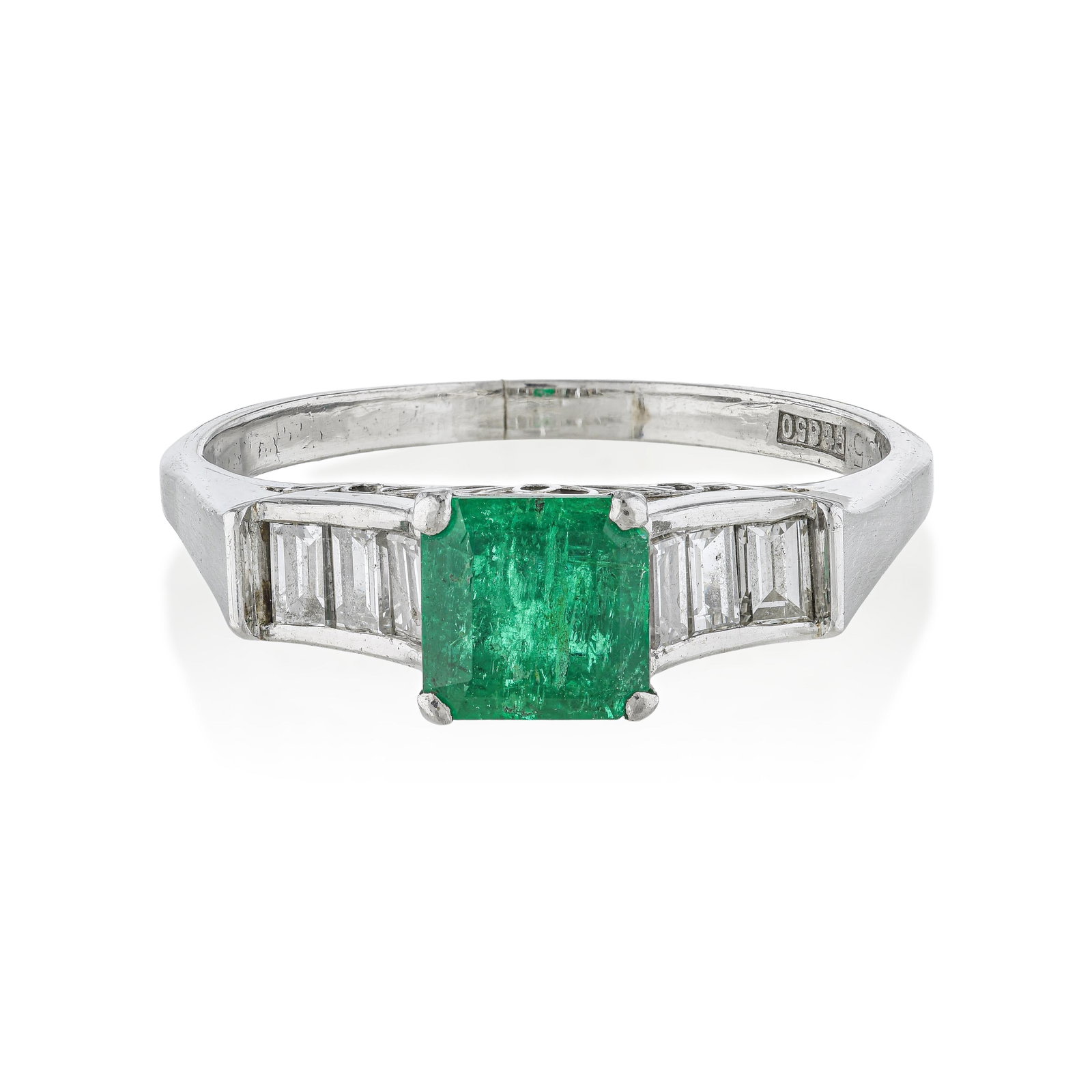 Emerald And Diamond Ring: ESTIMATED RETAIL PRICE: $1,800* *This is the estimated value a piece of similar quality, craftsmanship, and characteristics could command at retail. An emerald-cut emerald and baguette diamond