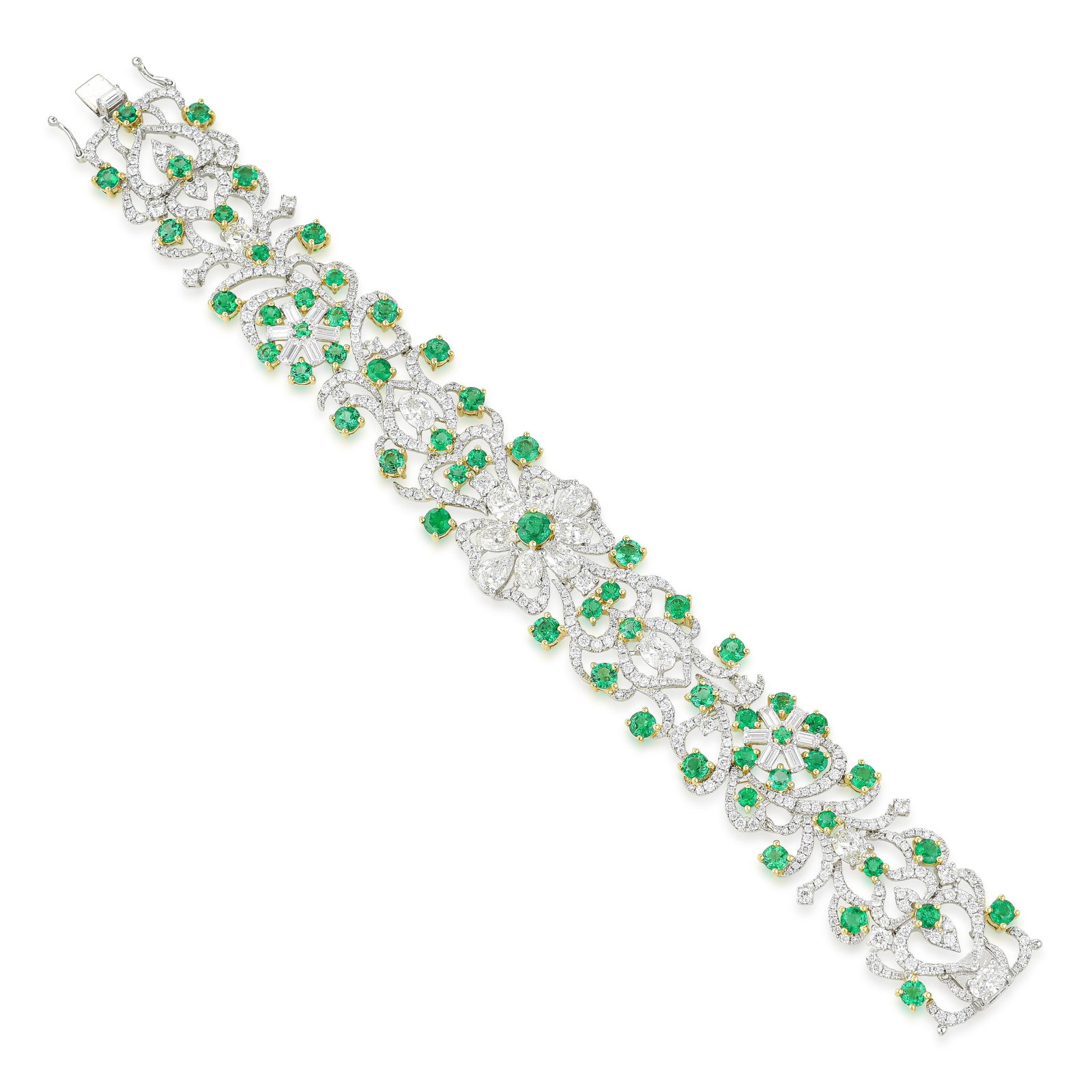 Emerald and Diamond Bracelet: ESTIMATED RETAIL PRICE: $85,000* *This is the estimated value a piece of similar quality, craftsmanship, and characteristics could command at retail. Summary of Key Characteristics • Metal: