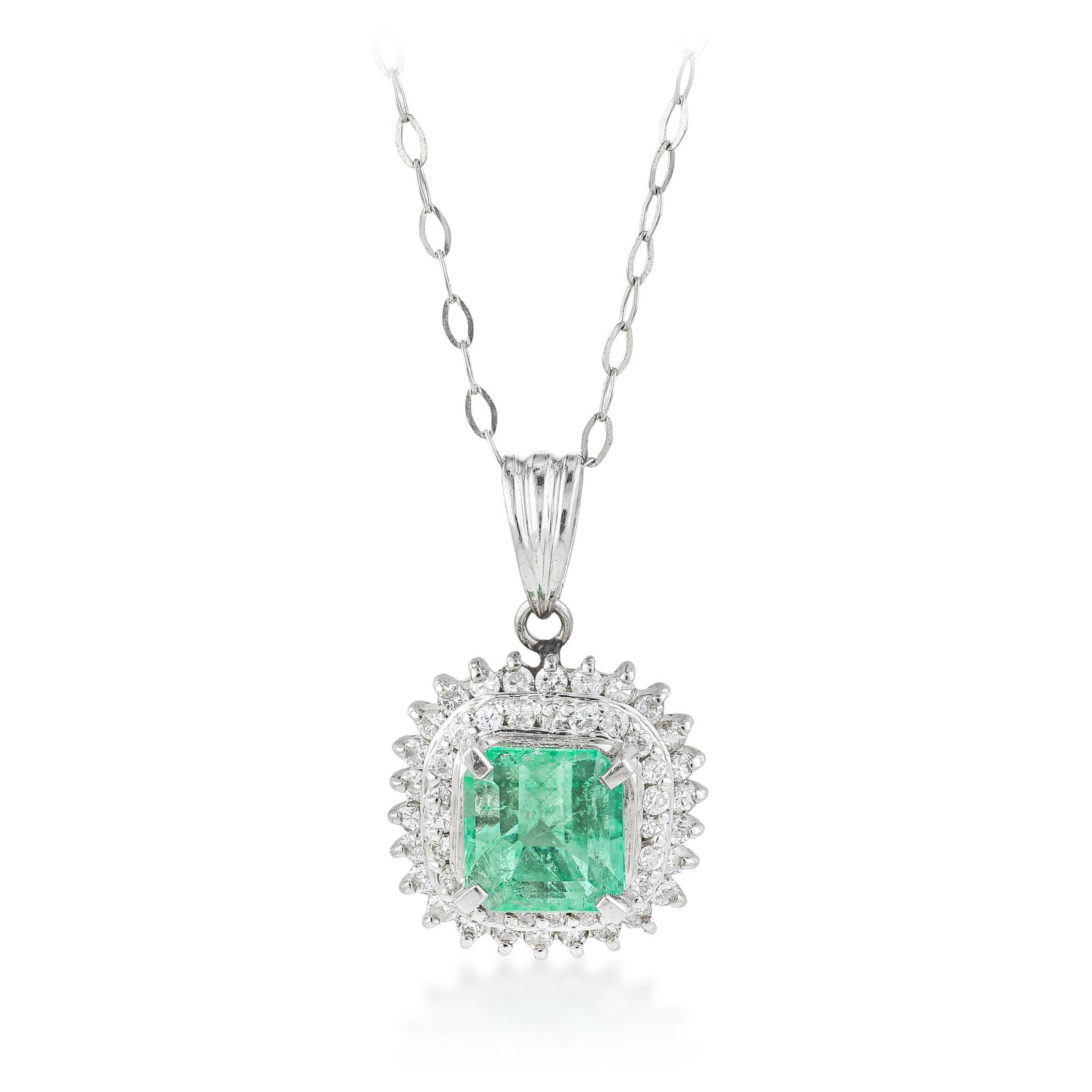 Emerald and Diamond Pendant Necklace: ESTIMATED RETAIL PRICE: $3,000* *This is the estimated value a piece of similar quality, craftsmanship, and characteristics could command at retail. Summary of Key Characteristics • Metal:
