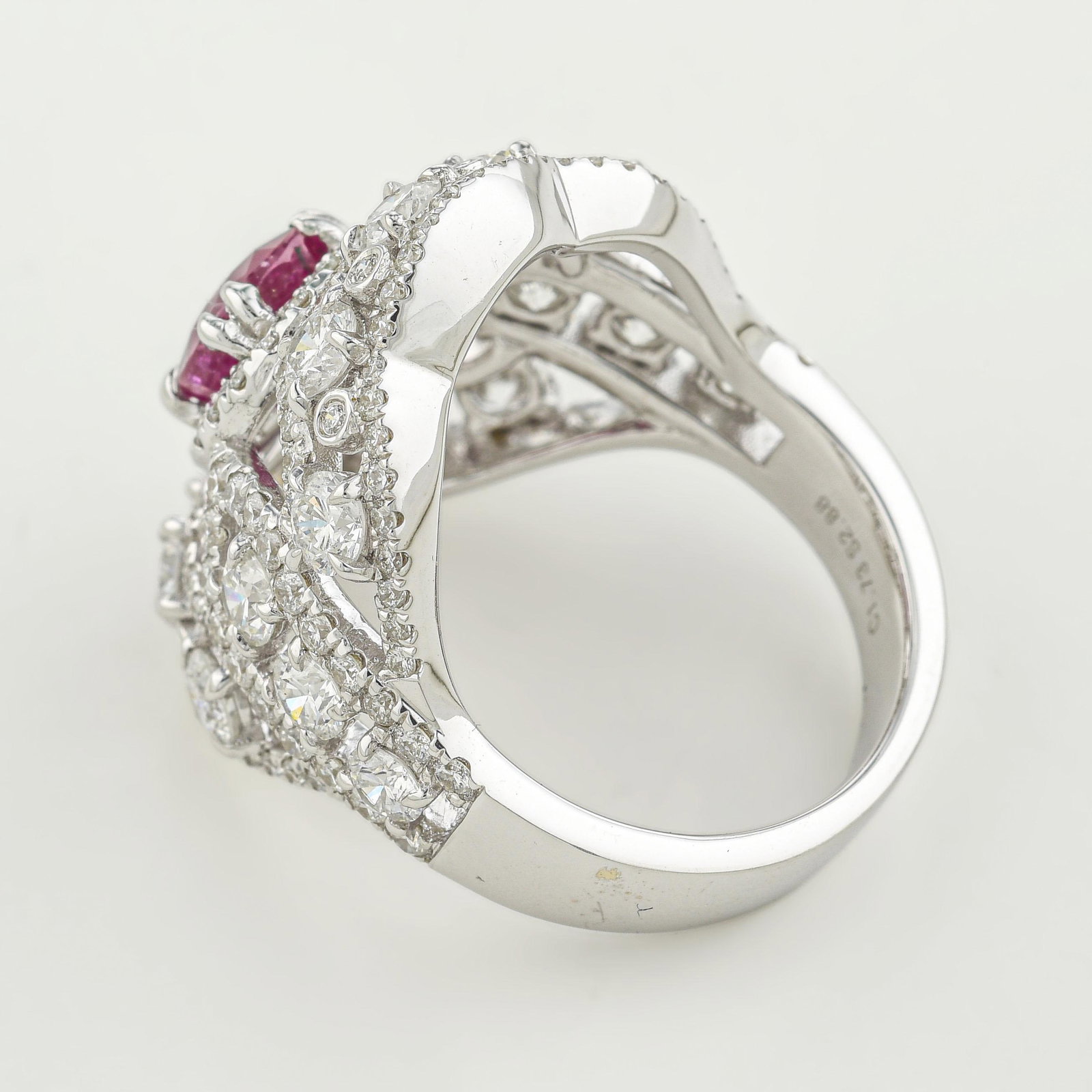 1.73-Carat Burmese Unheated Ruby and Diamond Ring, AGL Certified - 3