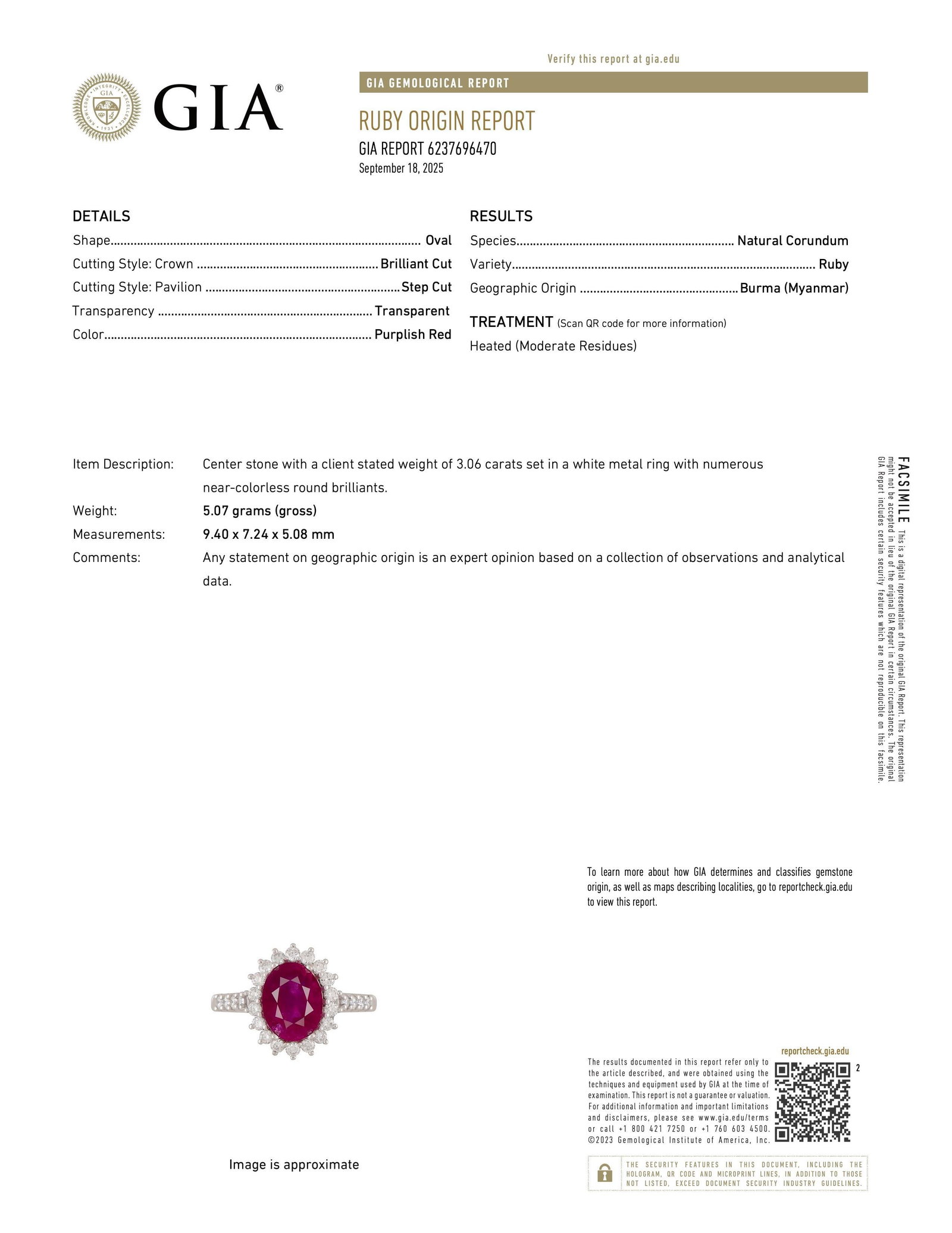 Burma Ruby and Diamond Ring, GIA Certified - 3