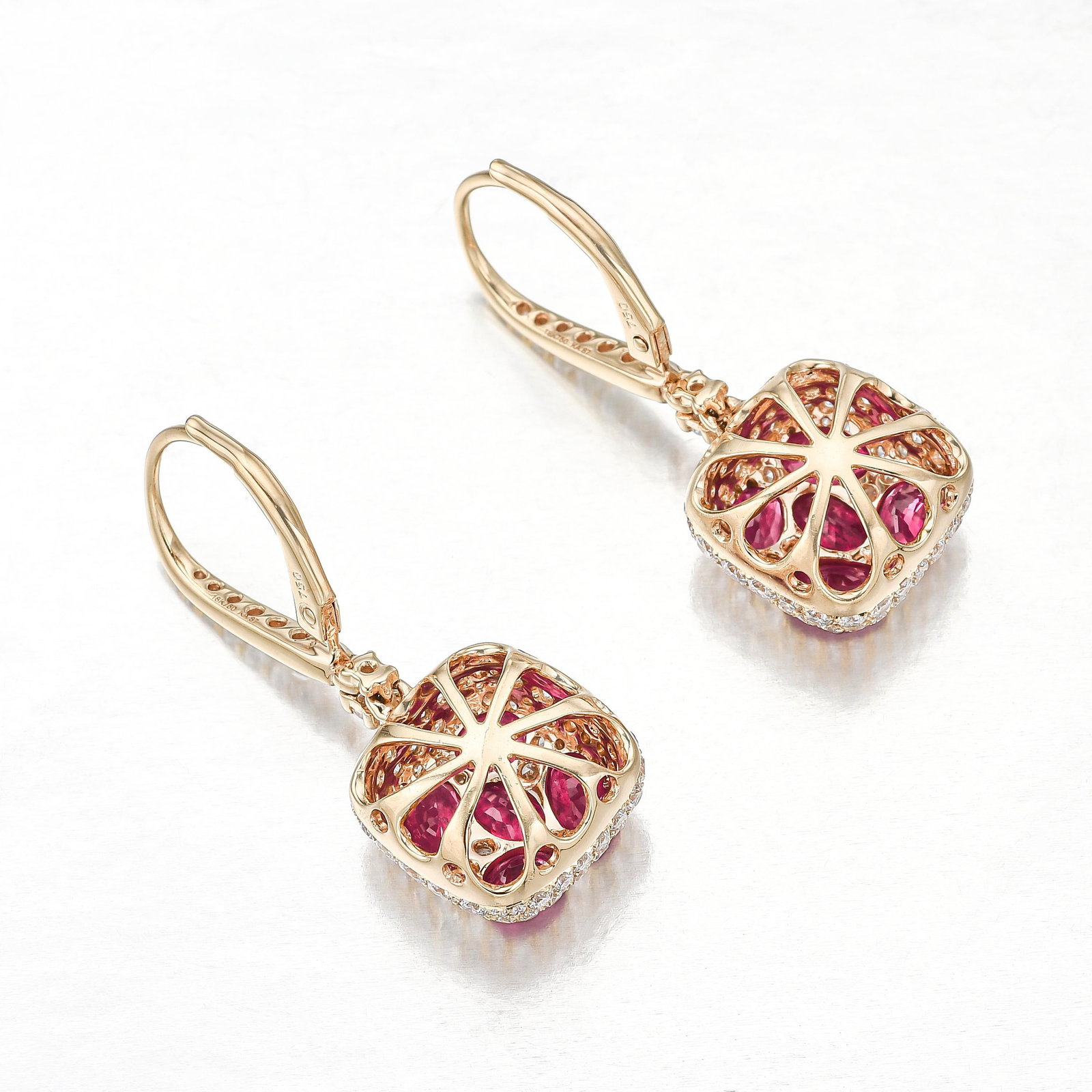 Diamond and Ruby Dangle Earrings - 2