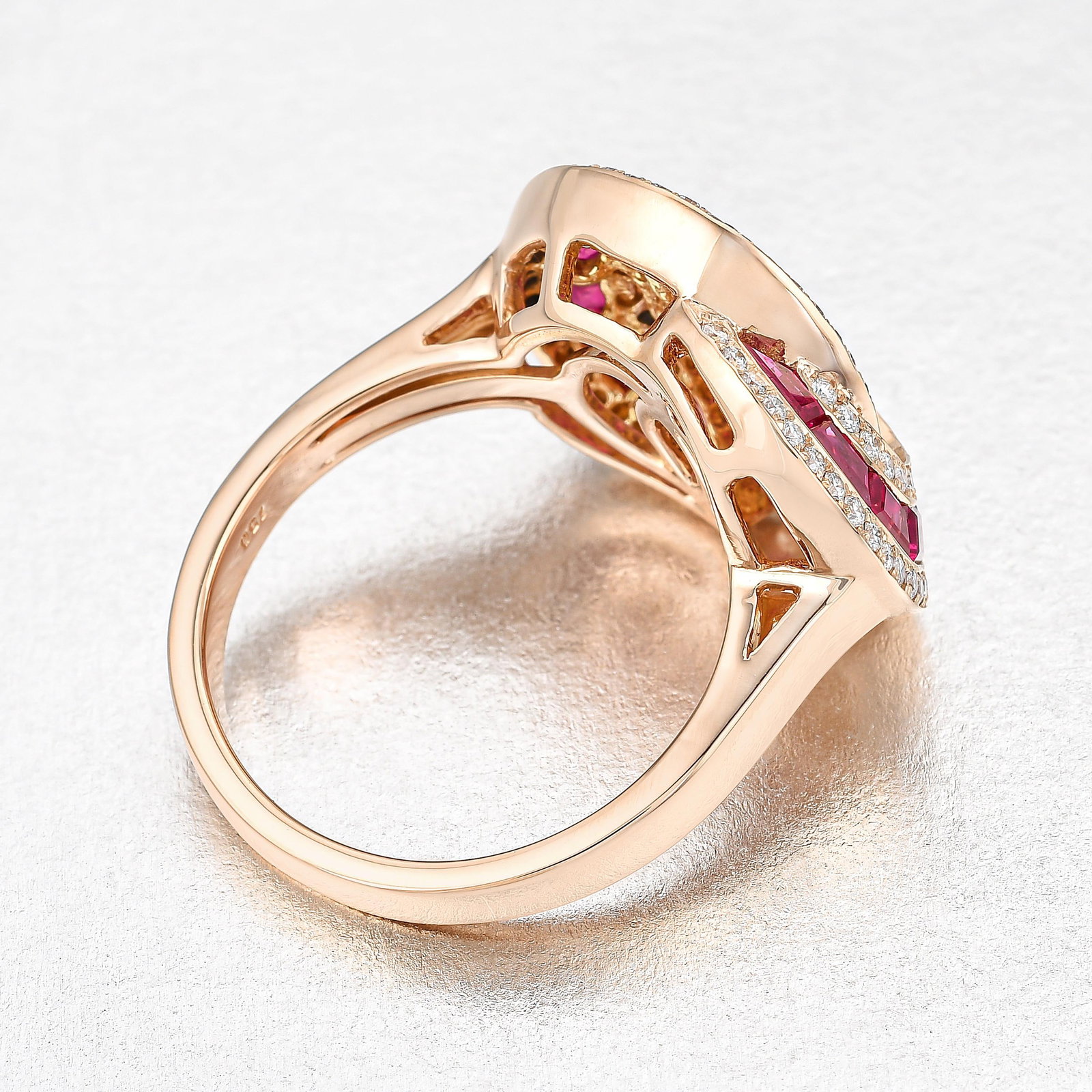 Ruby and Diamond Interlocking Circle Ring - 2