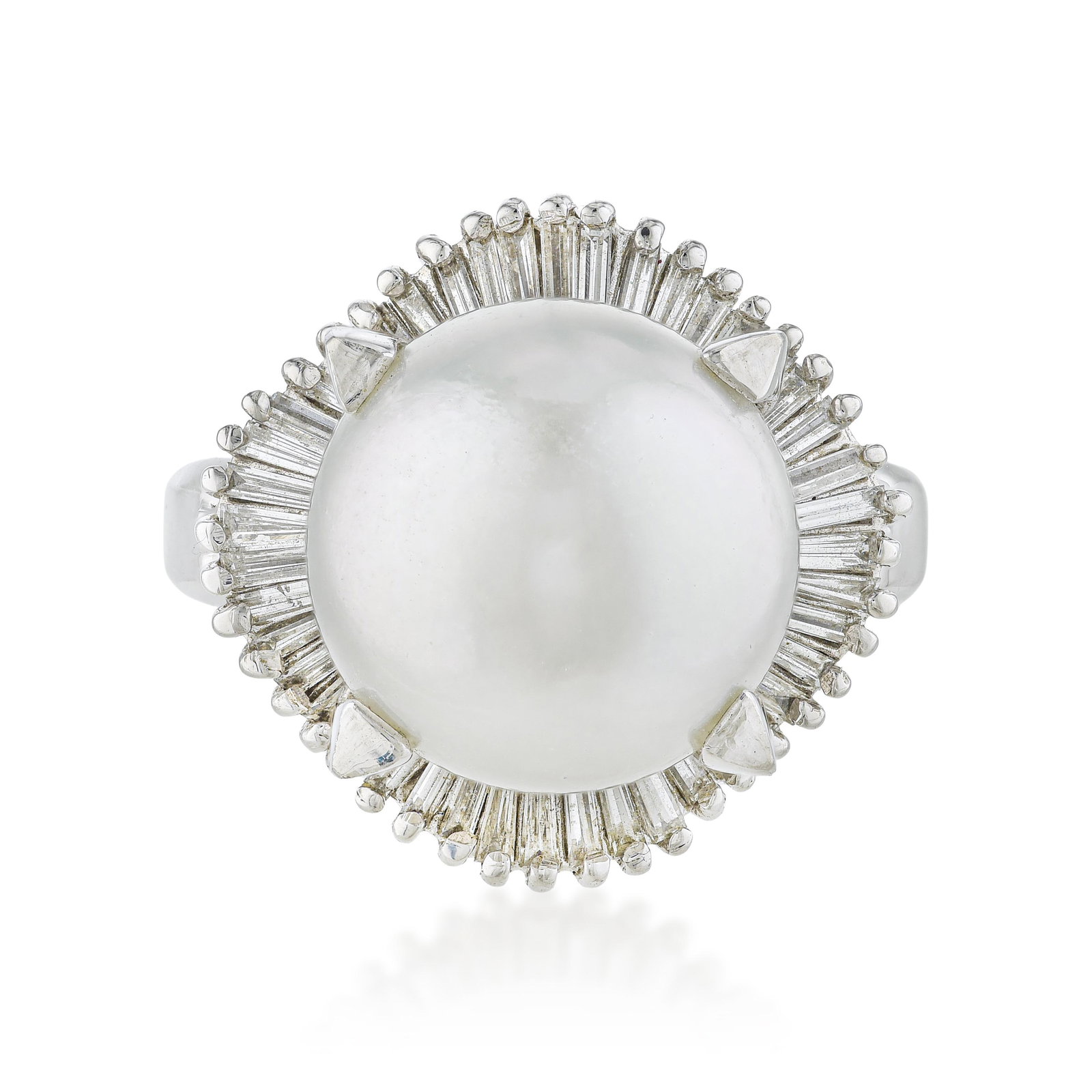 Pearl and Diamond Cocktail Ring: ESTIMATED RETAIL PRICE: $3,800* *This is the estimated value a piece of similar quality, craftsmanship, and characteristics could command at retail. The 12-millimeter pearl at the center of this