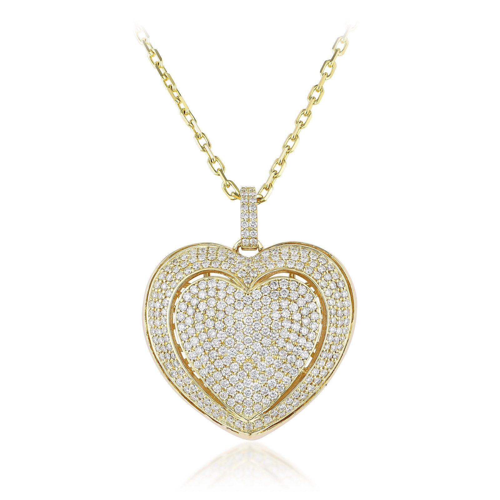 Heart-Shaped Diamond Pave Pendant Necklace: ESTIMATED RETAIL PRICE: $11,500* *This is the estimated value a piece of similar quality, craftsmanship, and characteristics could command at retail. Three carats of VS diamonds concentrated into a