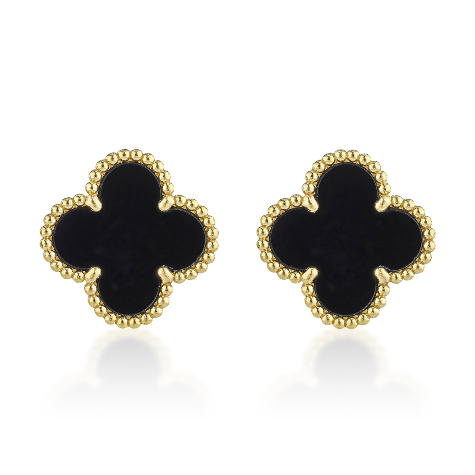 Clover Motif Onyx Earrings (1 of 2)