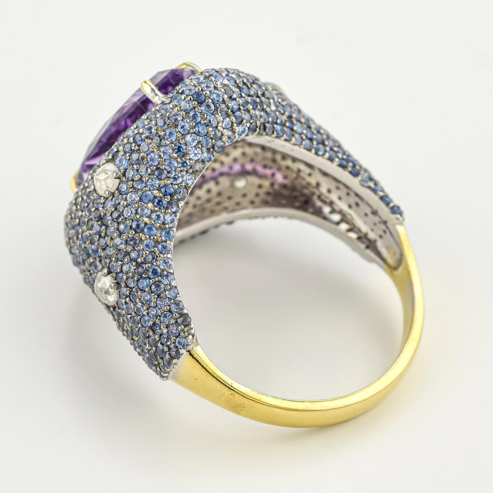 Amethyst Sapphire and Diamond Ring - 2