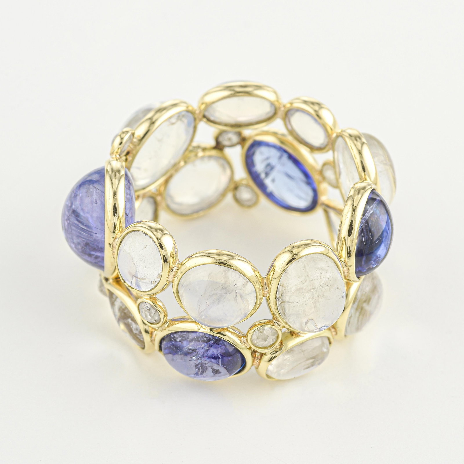 Moonstone Tanzanite and Diamond Stack Ring - 2