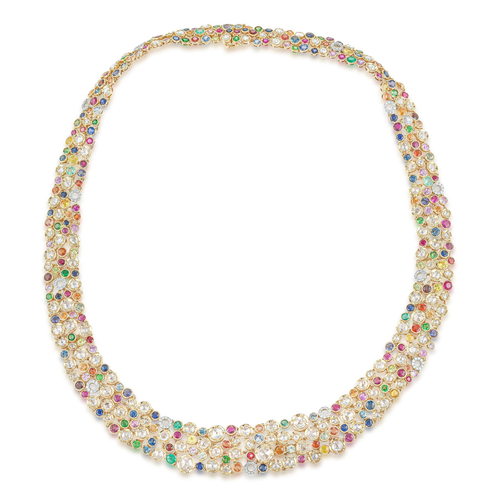 Multi Color Stone And Diamond Necklace: ESTIMATED RETAIL PRICE: $38,000* *This is the estimated value a piece of similar quality, craftsmanship, and characteristics could command at retail. A multi-color stone and diamond necklace