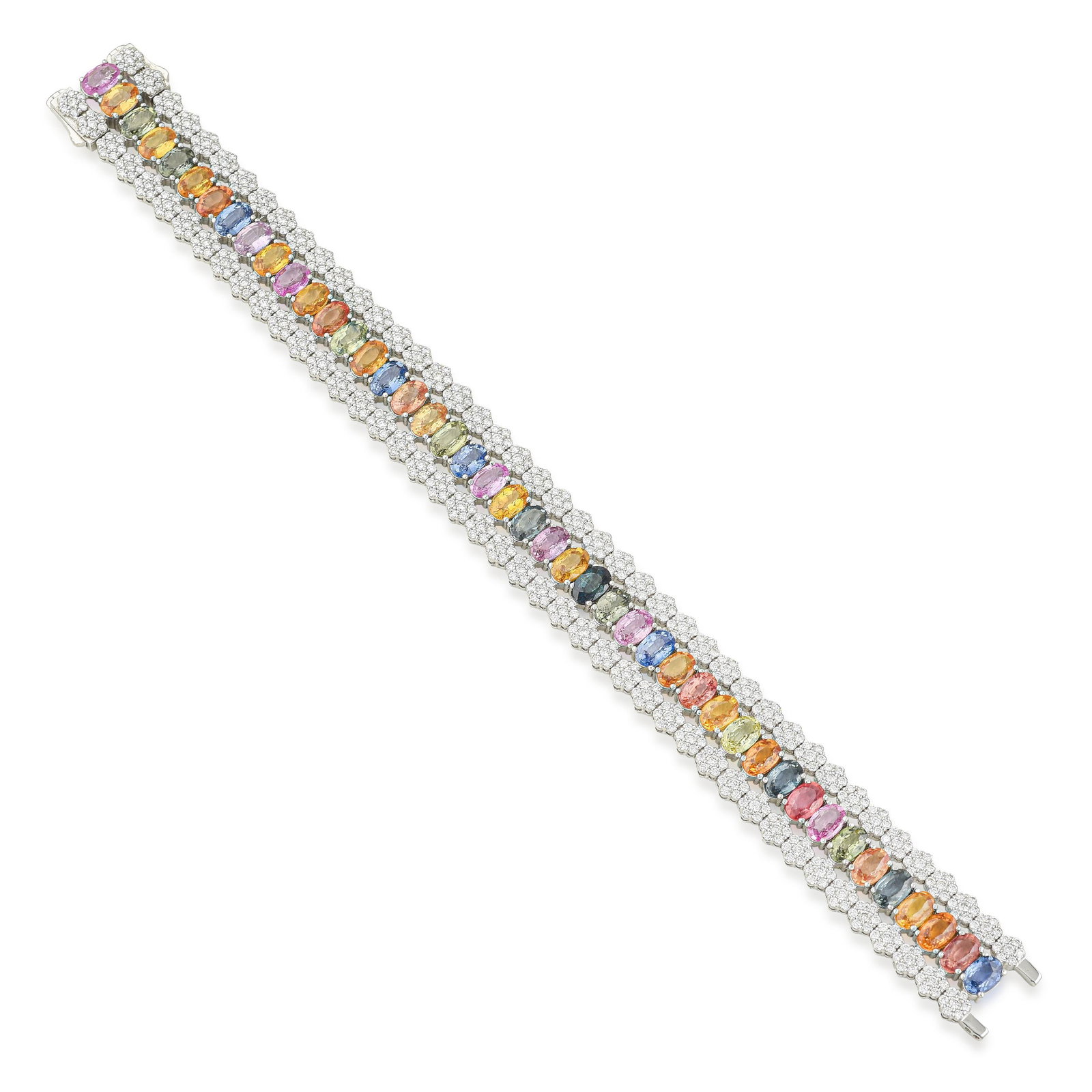 Multi-Colored Sapphire and Diamond Bracelet: ESTIMATED RETAIL PRICE: $35,000* *This is the estimated value a piece of similar quality, craftsmanship, and characteristics could command at retail. Summary of Key Characteristics •