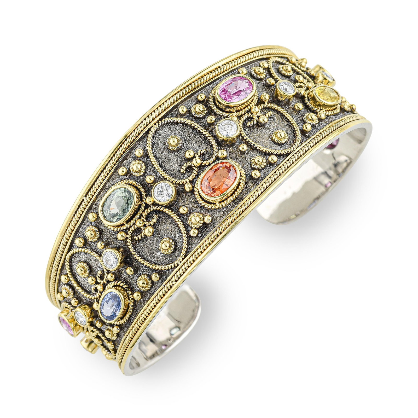 Multi-Colored Sapphire and Diamond Cuff - 2
