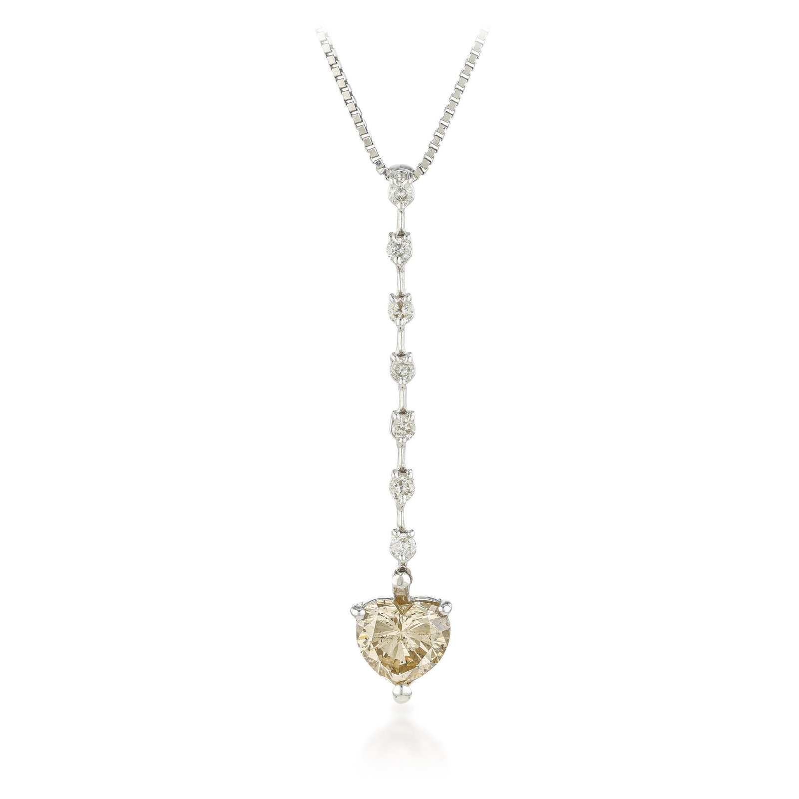 Heart Shape Diamond Drop Pendant Necklace: ESTIMATED RETAIL PRICE: $2,000* *This is the estimated value a piece of similar quality, craftsmanship, and characteristics could command at retail. A 1.02-carat fancy brown heart-shaped diamond penda