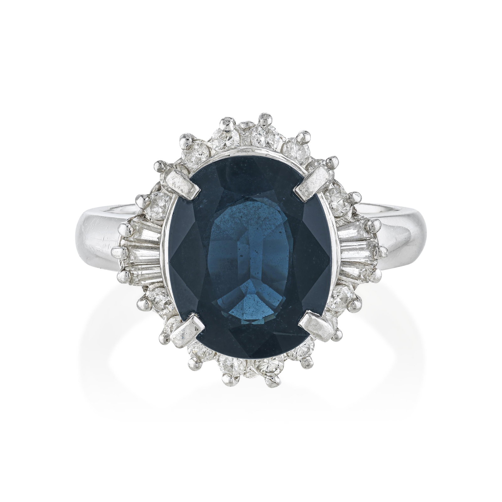 Sapphire and Diamond Ring: ESTIMATED RETAIL PRICE: $3,600* *This is the estimated value a piece of similar quality, craftsmanship, and characteristics could command at retail. Three carats of sapphire in a 13-millimeter