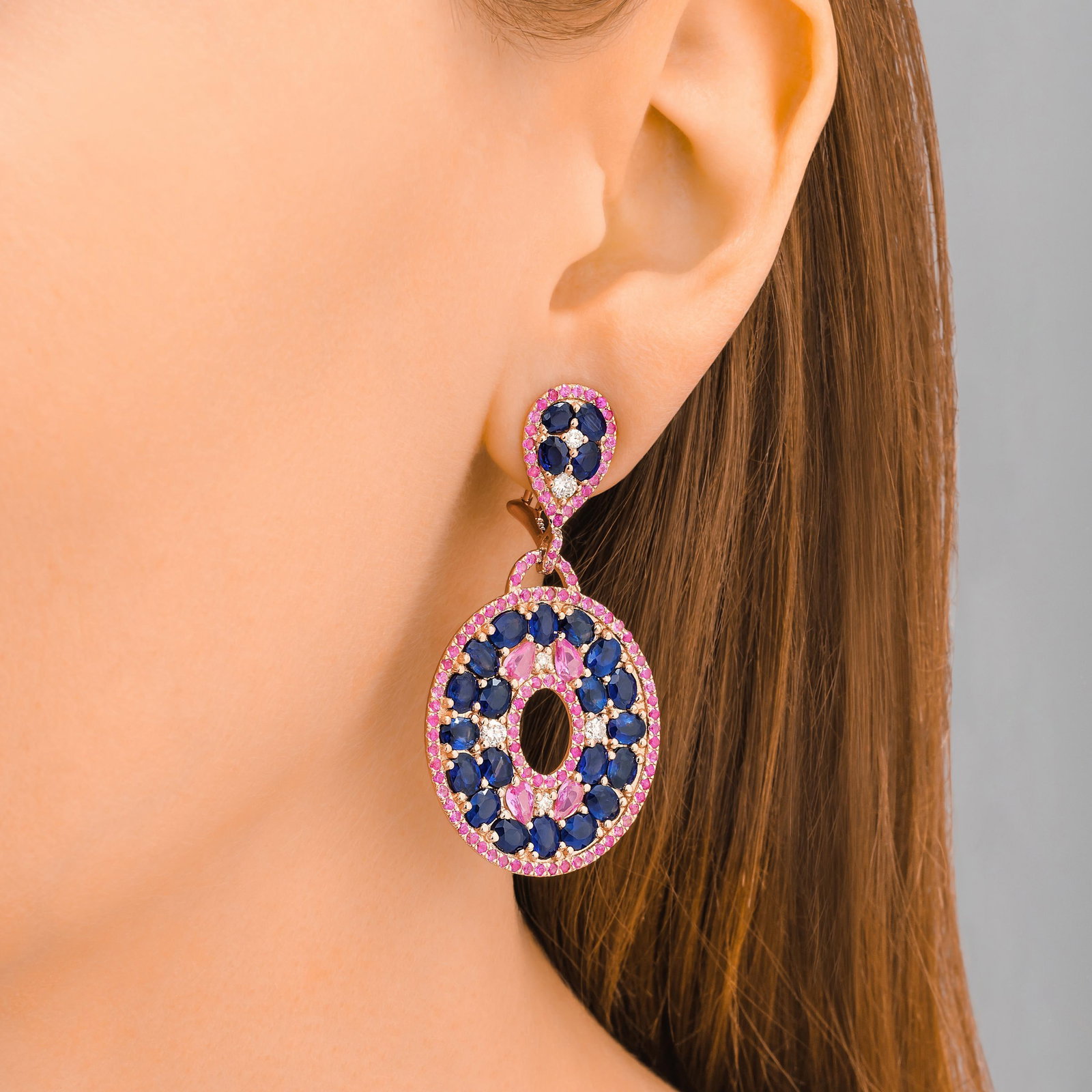 Sapphire Pink Sapphire and Diamond Earrings - 2