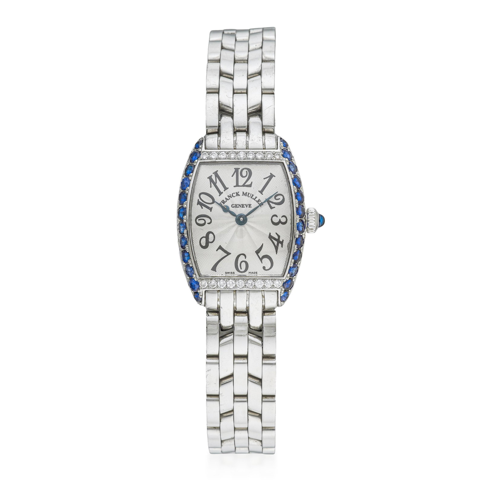 Franck Muller Curvex Ladies in Steel: ESTIMATED RETAIL PRICE: $4,500* *This is the estimated value a piece of similar quality, craftsmanship, and characteristics could command at retail. The Curvex case is Franck Muller's signature