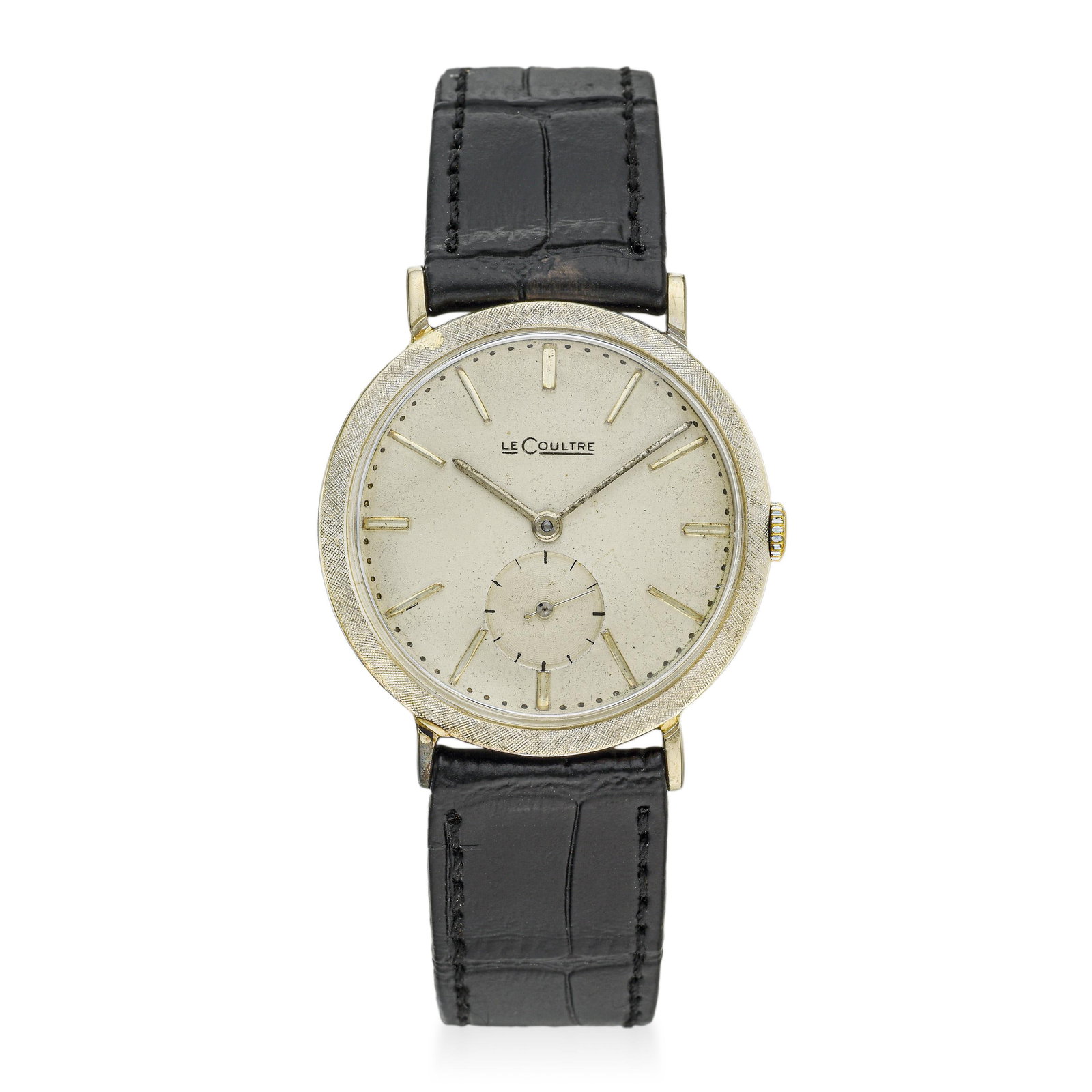 Le Coultre Men's Watch in 14K White Gold: ESTIMATED RETAIL PRICE: $3,500* *This is the estimated value a piece of similar quality, craftsmanship, and characteristics could command at retail. Before the Jaeger-LeCoultre name was unified