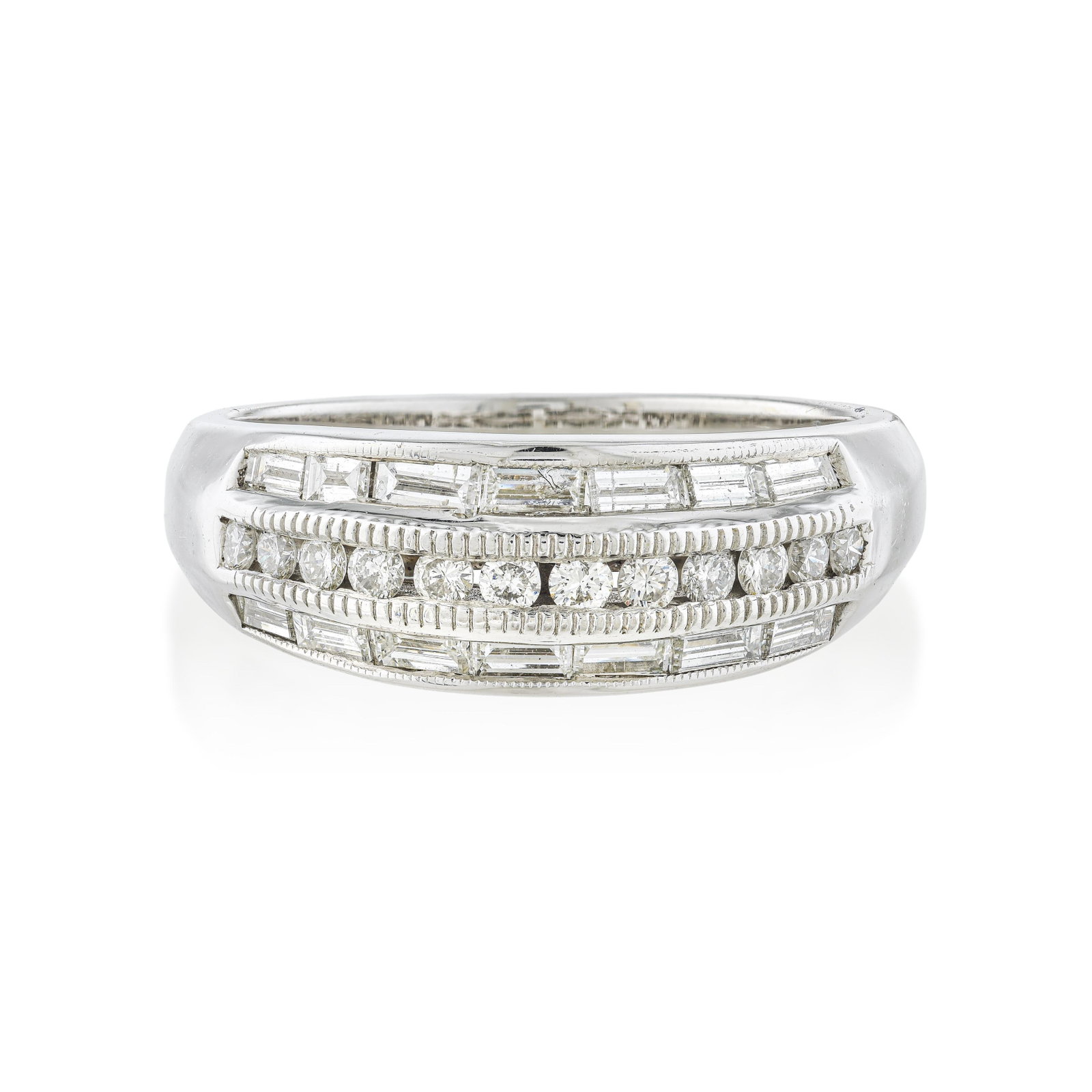Diamond Band: ESTIMATED RETAIL PRICE: $2,200* *This is the estimated value a piece of similar quality, craftsmanship, and characteristics could command at retail. Mixed-cut diamond bands occupy a specific