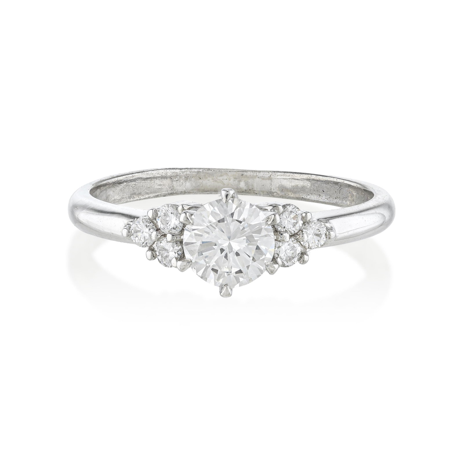 3-Stone Diamond Ring - No Reserve: ESTIMATED RETAIL PRICE: $1,900* *This is the estimated value a piece of similar quality, craftsmanship, and characteristics could command at retail. At 5.5 millimeters in platinum with VS-clarity
