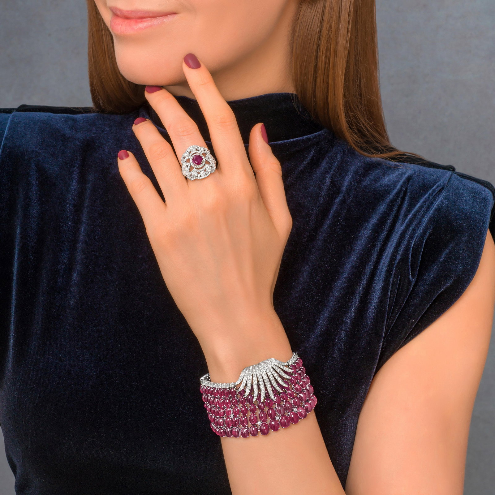 Golden Age Style Ruby and Diamond Bracelet, GIA Certified: ESTIMATED RETAIL PRICE: $55,000* *This is the estimated value a piece of similar quality, craftsmanship, and characteristics could command at retail. GIA's determination of no indication of heating