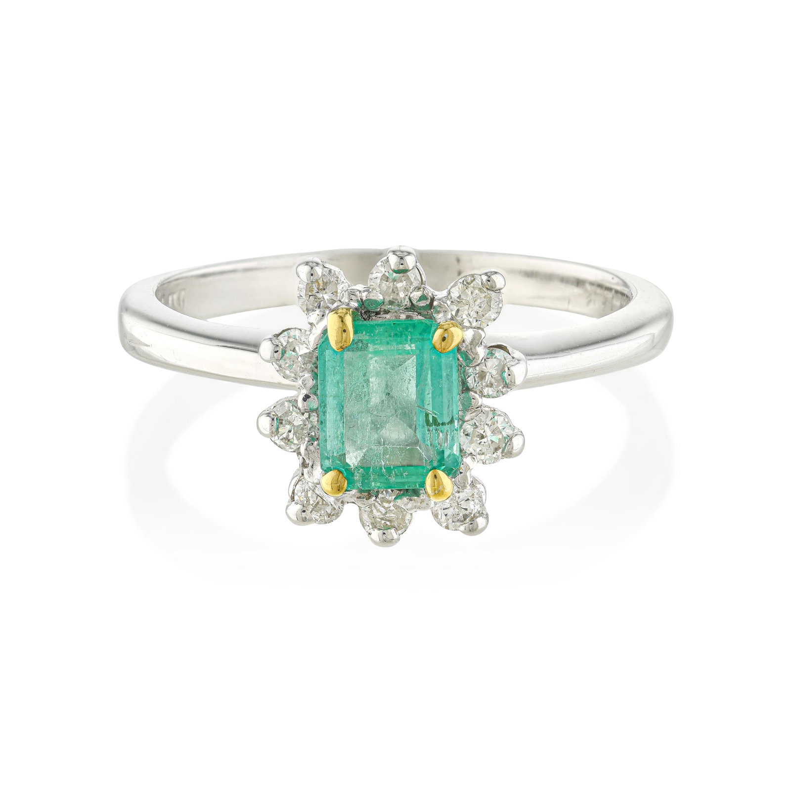 Emerald and Diamond Ring: ESTIMATED RETAIL PRICE: $1,500* *This is the estimated value a piece of similar quality, craftsmanship, and characteristics could command at retail. The note of very lively color in the condition