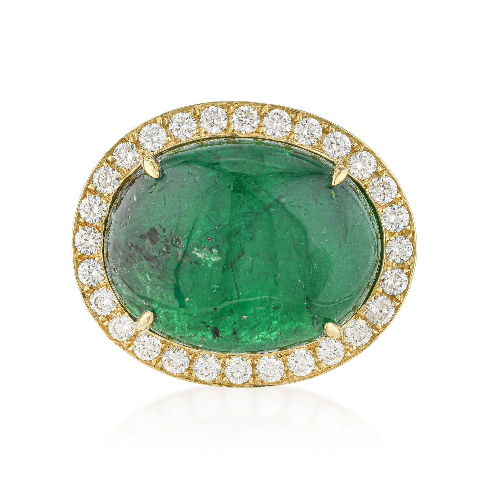 Sandwana Emerald and Diamond Ring, GIA Certified: ESTIMATED RETAIL PRICE: $8,500* *This is the estimated value a piece of similar quality, craftsmanship, and characteristics could command at retail. GIA certification on a named-origin cabochon