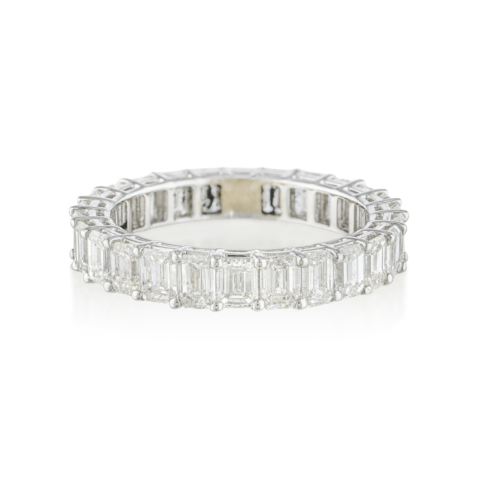 Emerald Cut Diamond Band: ESTIMATED RETAIL PRICE: $7,500* *This is the estimated value a piece of similar quality, craftsmanship, and characteristics could command at retail. Eternity bands set entirely with emerald-cut