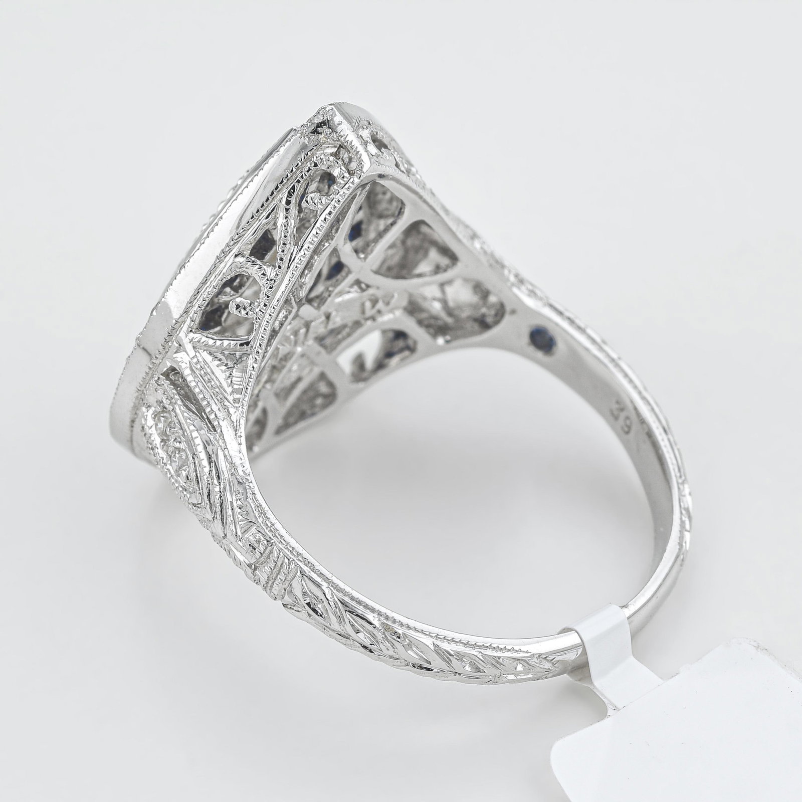 Diamond and Blue Sapphire Halo Ring - 2