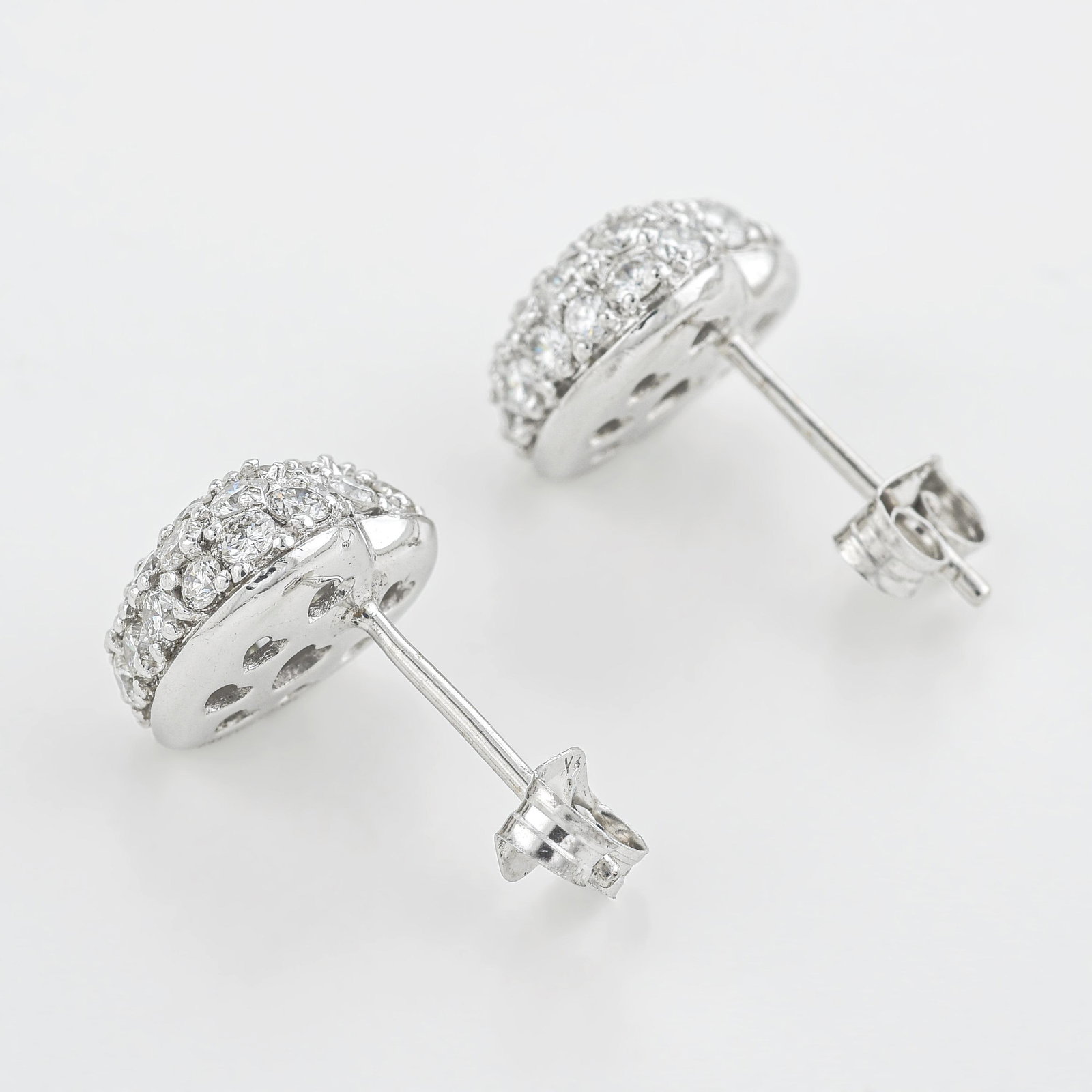 Diamond Heart Stud Earrings - 2