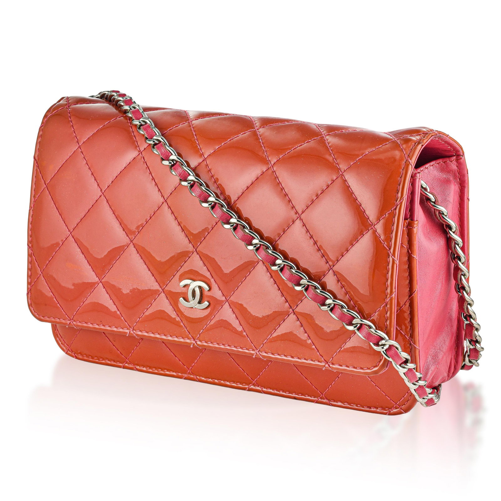 Chanel Quilted Patent Leather Wallet-on-Chain Clutch Bag - 2