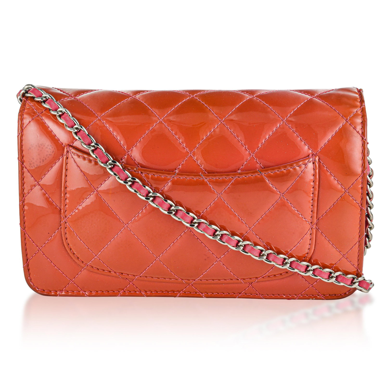 Chanel Quilted Patent Leather Wallet-on-Chain Clutch Bag - 3