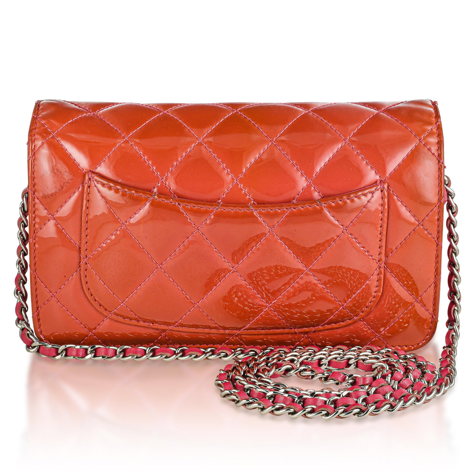 Chanel Quilted Patent Leather Wallet-on-Chain Clutch Bag - 4
