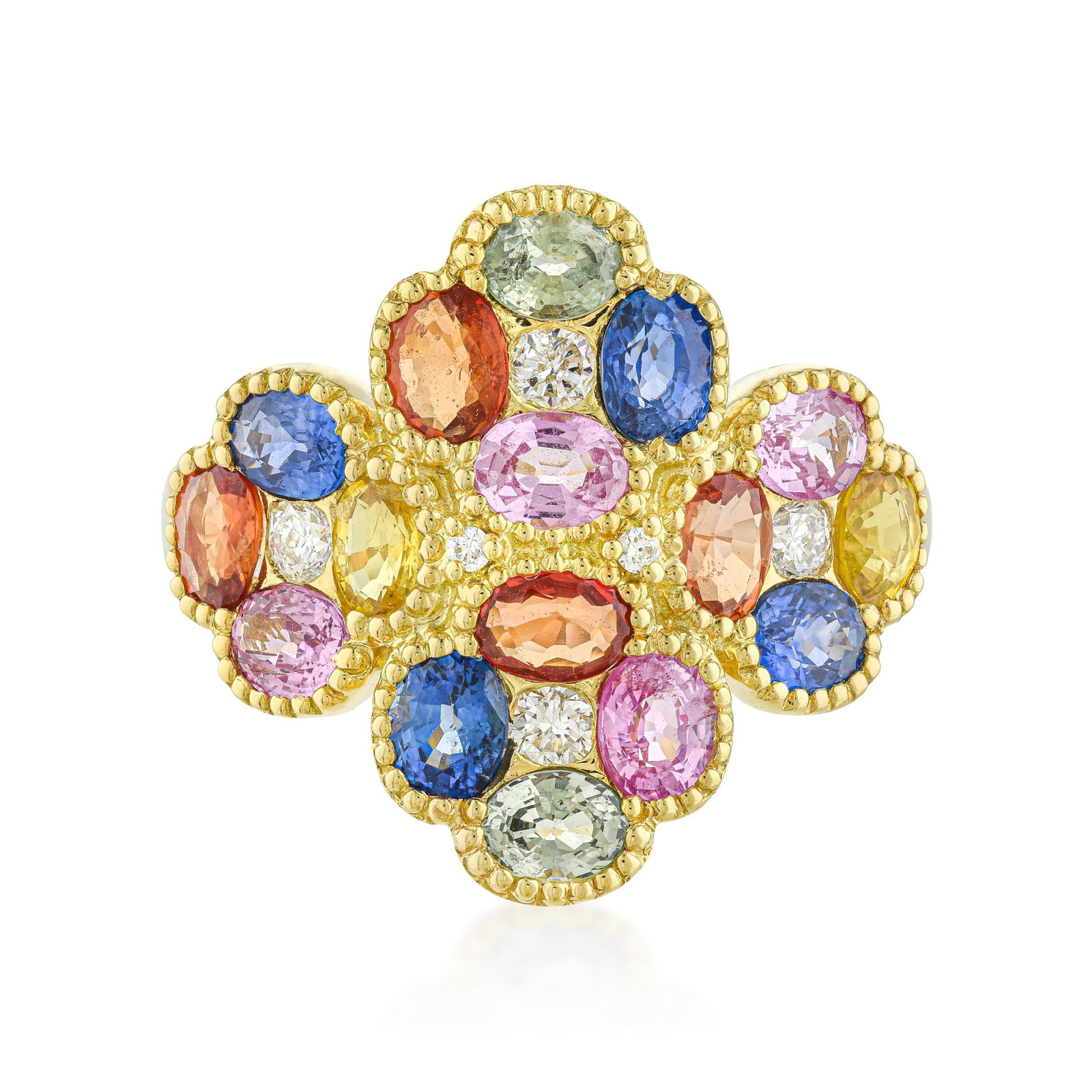 Multicolor Sapphire and Diamond Cluster Ring (1 of 4)