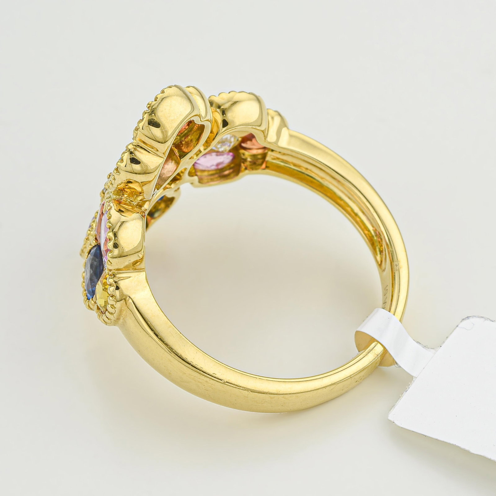 Multicolor Sapphire and Diamond Cluster Ring - 2