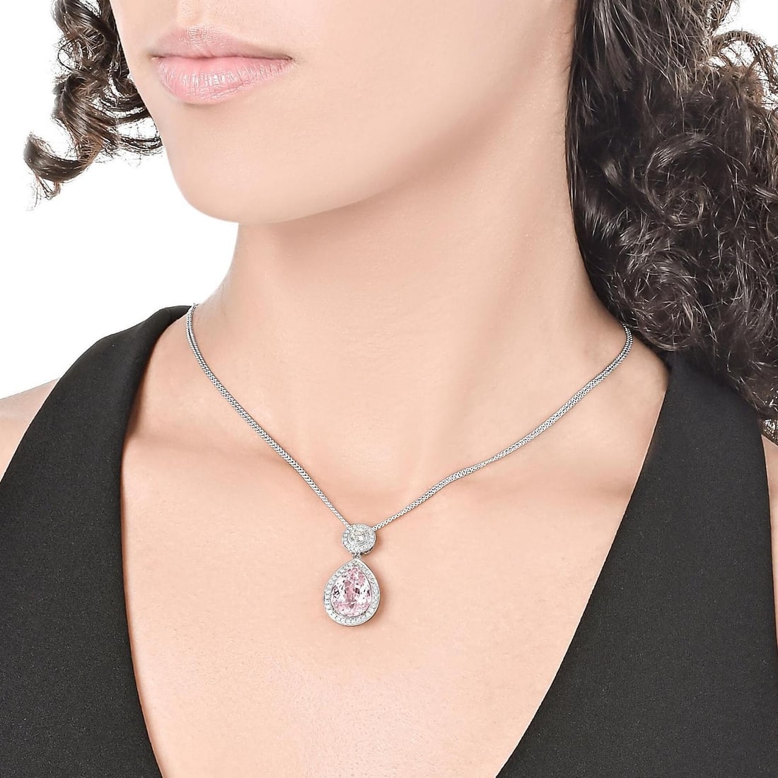 Kunzite and Diamond Pendant Necklace - 2