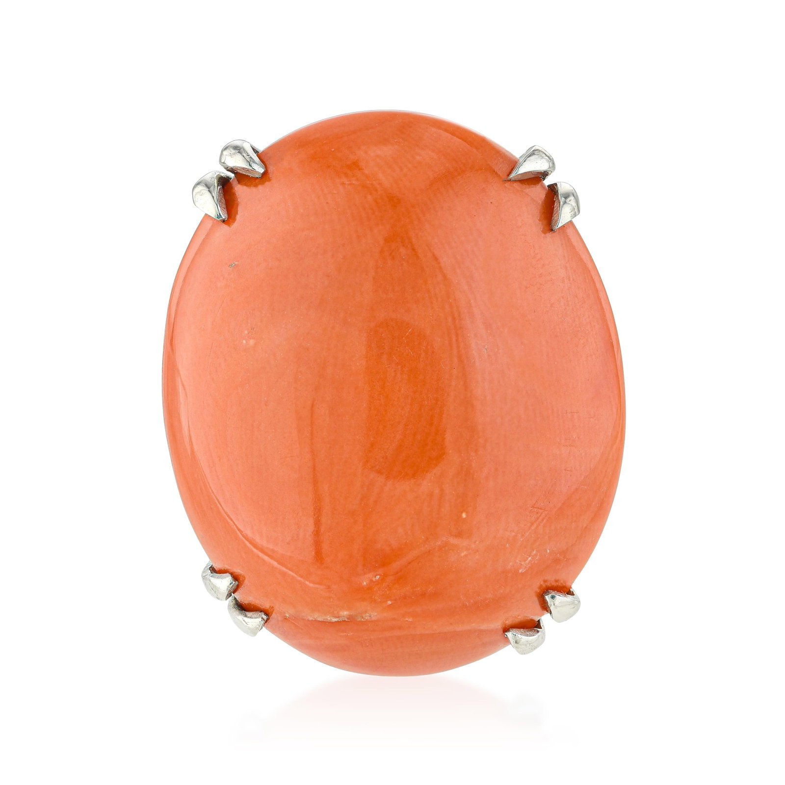 Coral and Diamond Ring: ESTIMATED RETAIL PRICE: 8,500* *This is the estimated value a piece of similar quality, craftsmanship, and characteristics could command at retail. Fine coral in platinum is a compositional pairing