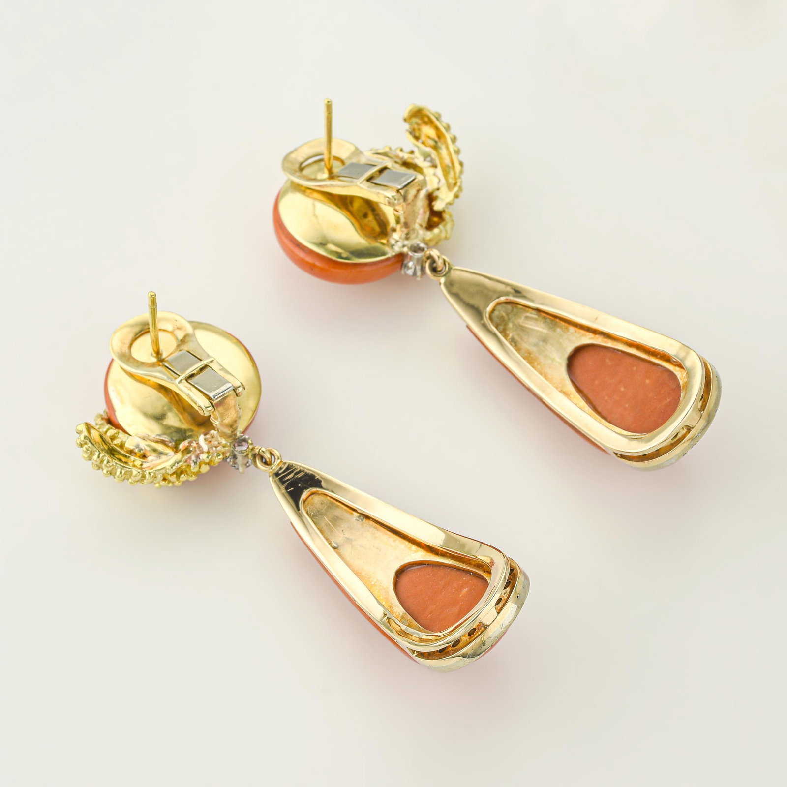 Coral and Diamond Earrings - 3