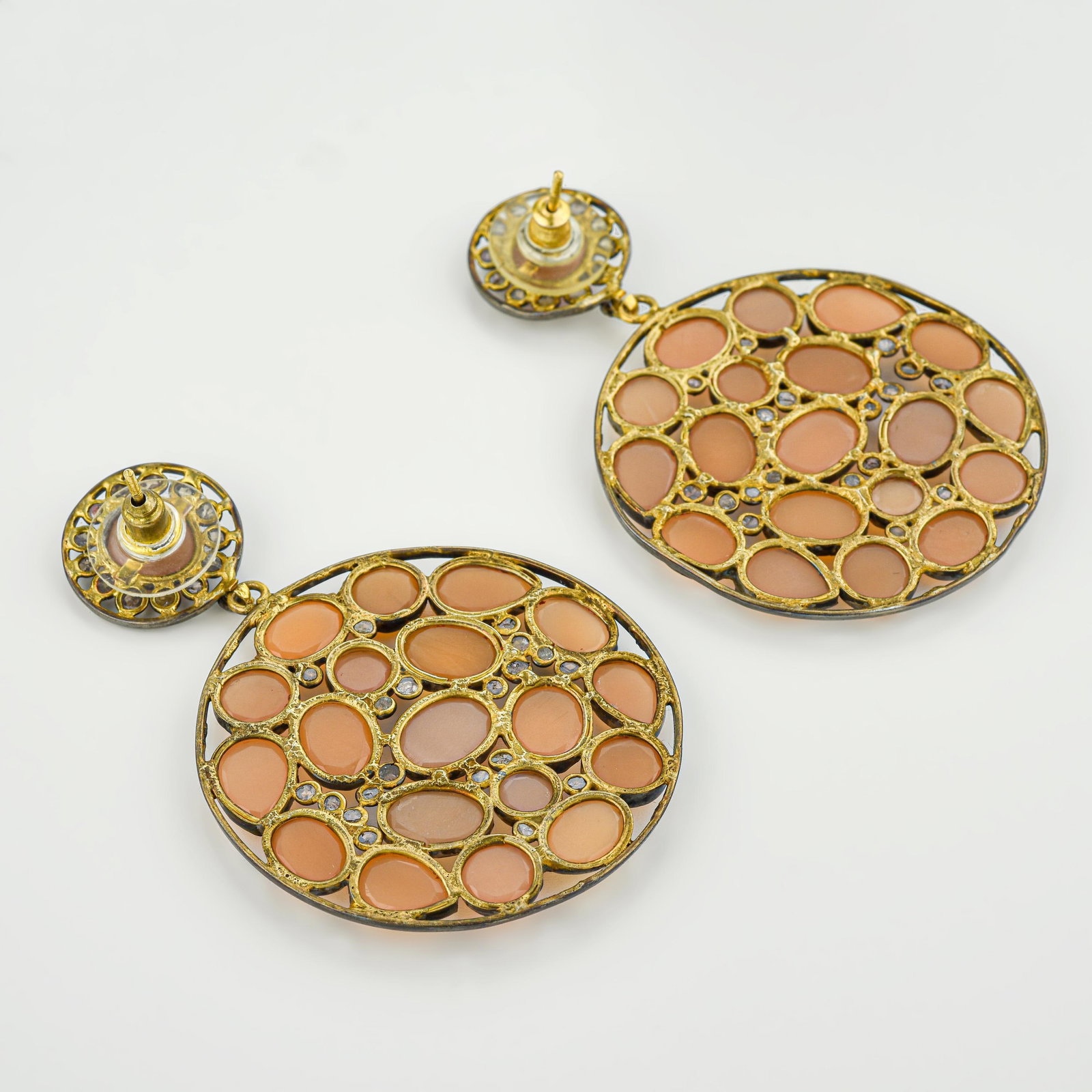 Coral and Diamond Earrings - 2