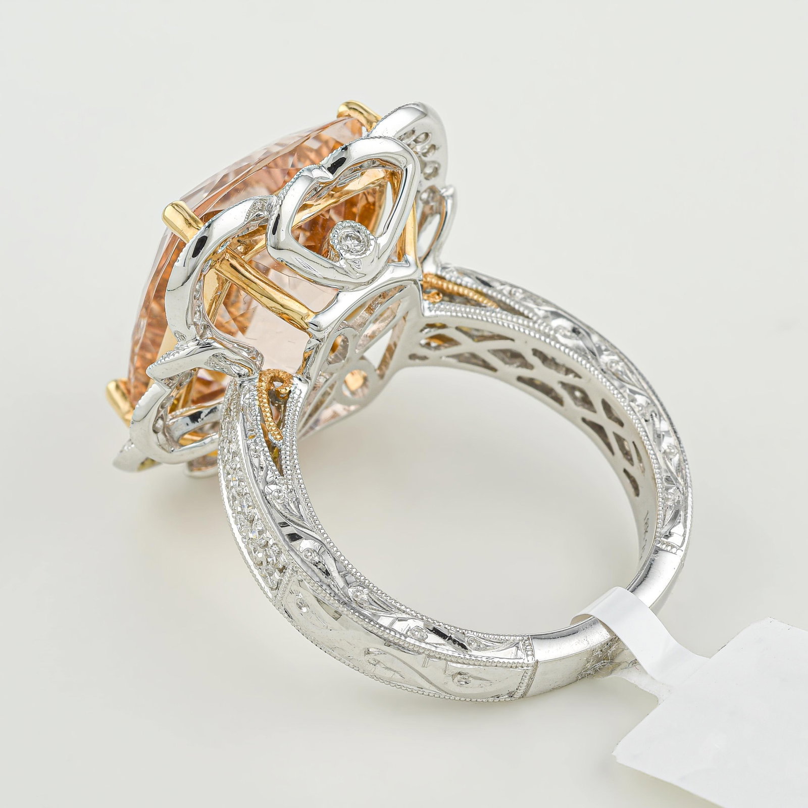 Morganite and Diamond Halo Ring - 2