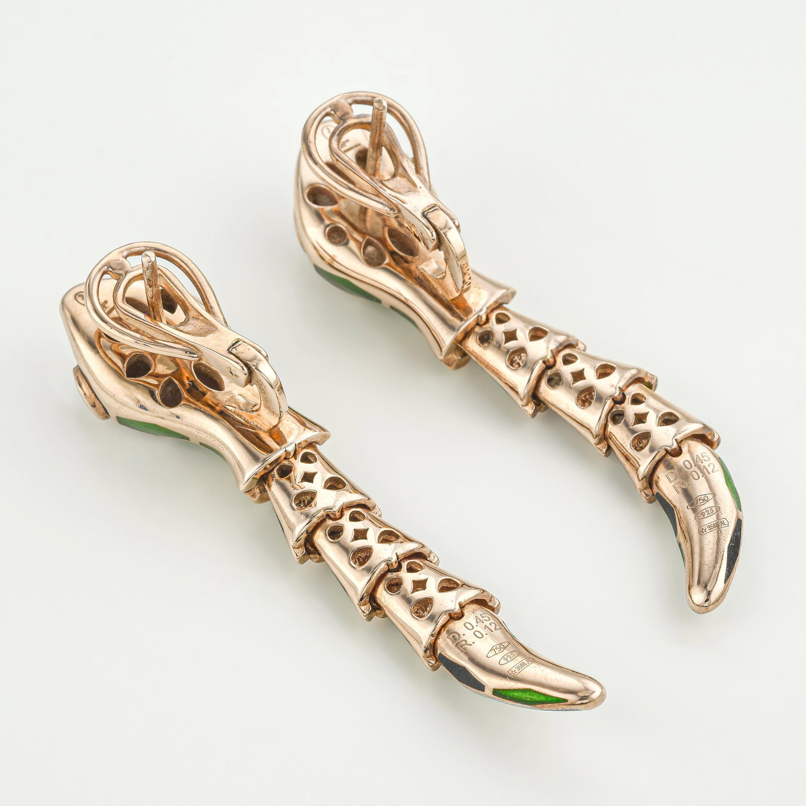 Alexis NY Serpent Enamel and Diamond Earrings - 2