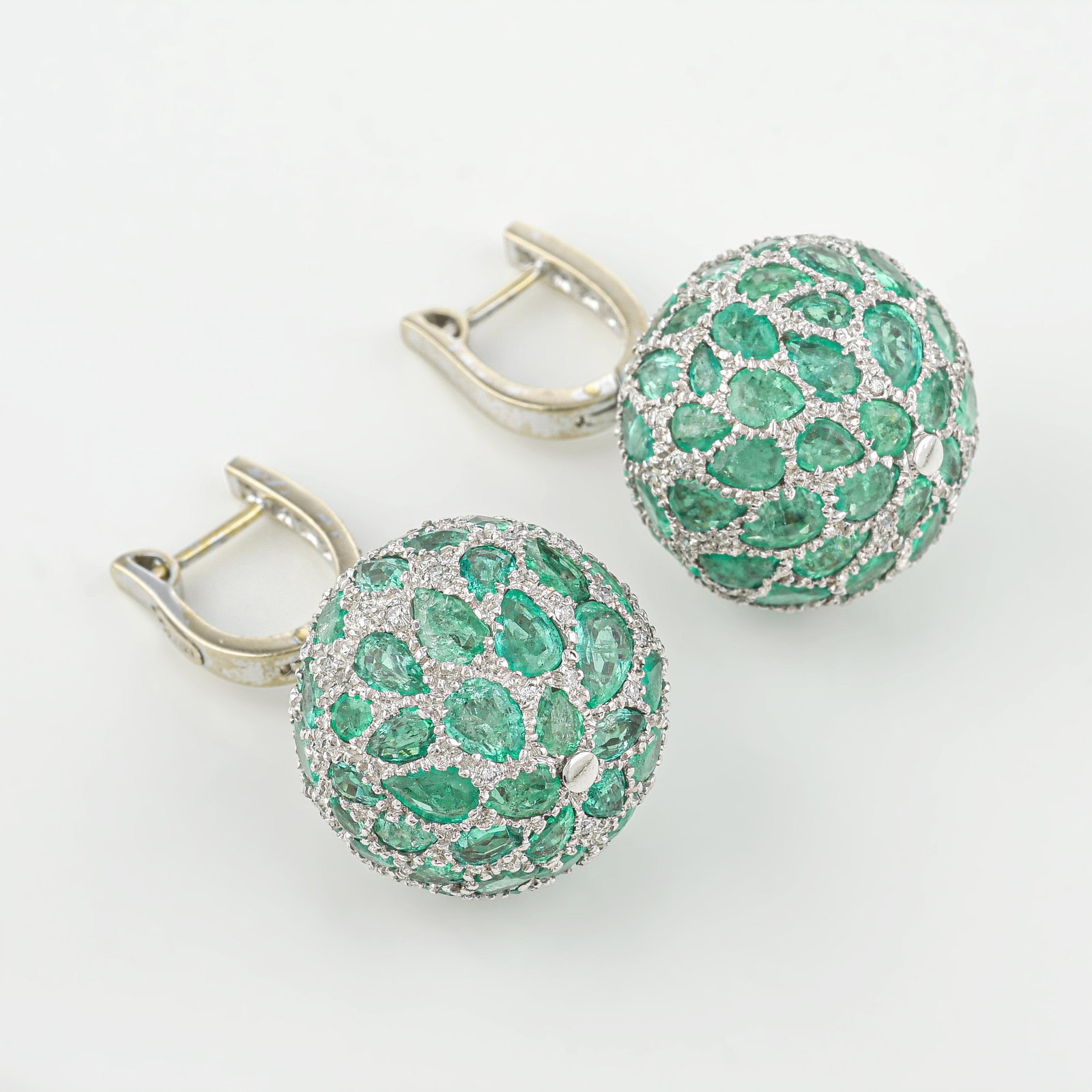 Emerald and Diamond Ball Earrings - 3