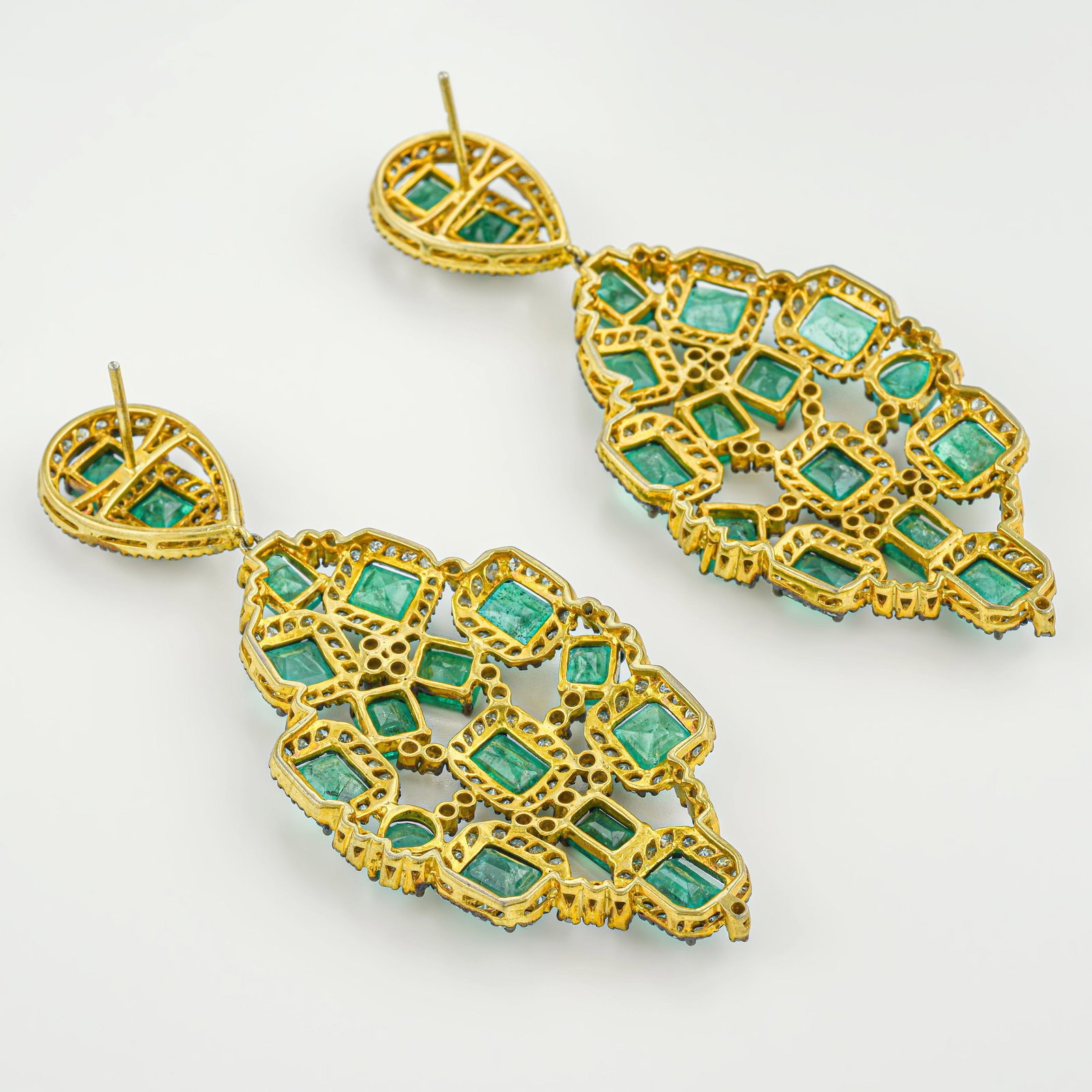 Emerald and Diamond Drop Earrings - 2