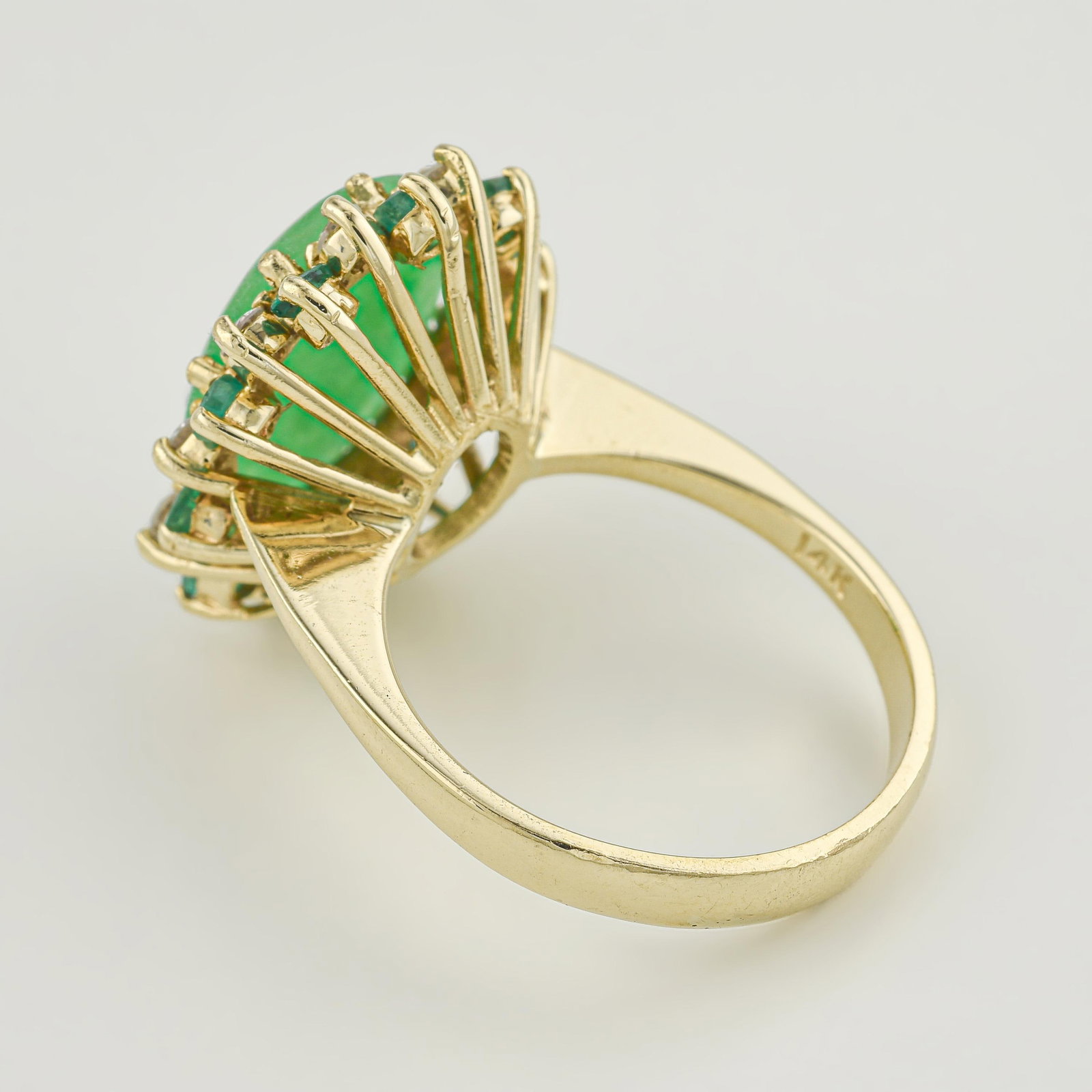 Jade Emerald and Diamond Ring - 2