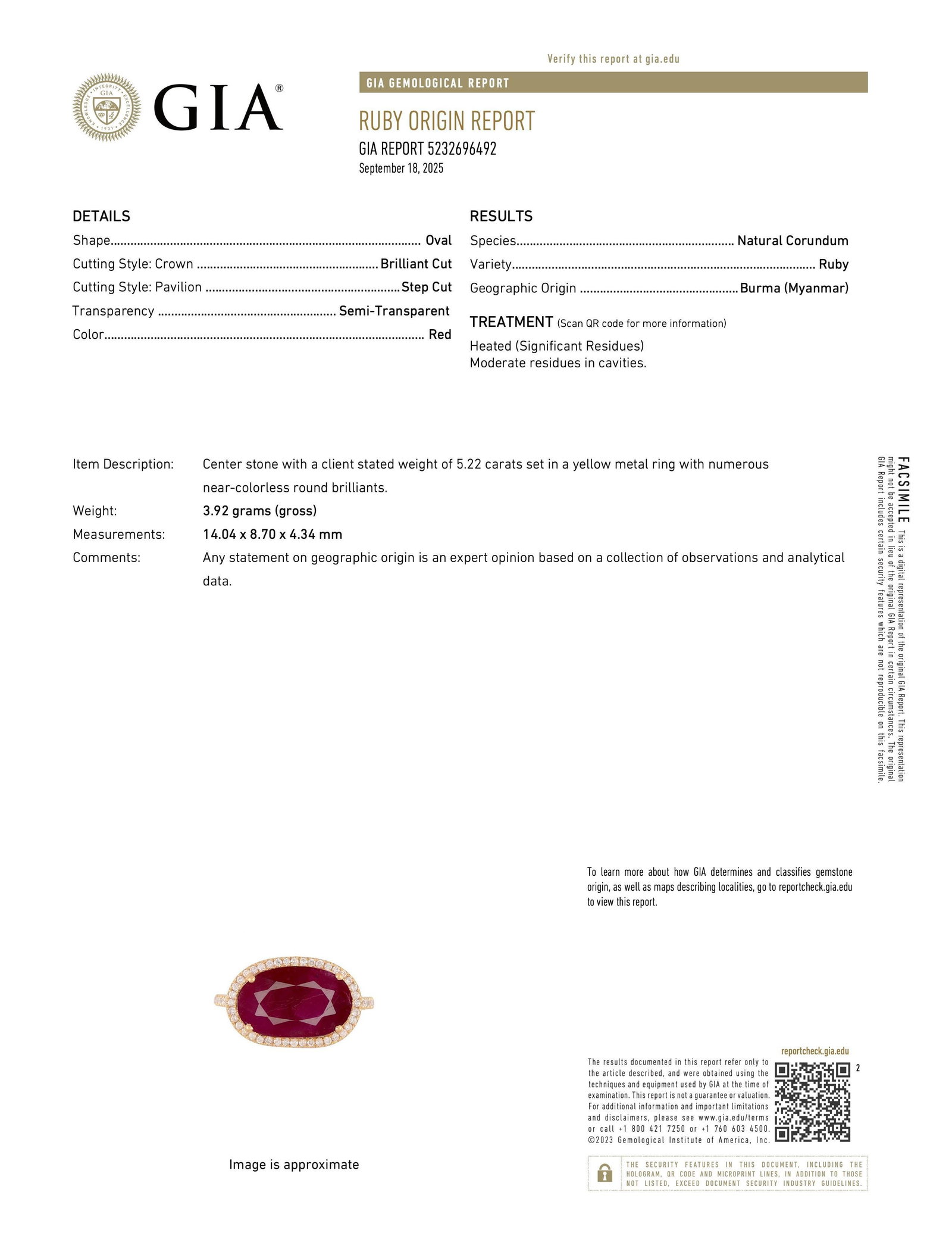 Burma Ruby and Diamond Ring, GIA Certified - 3