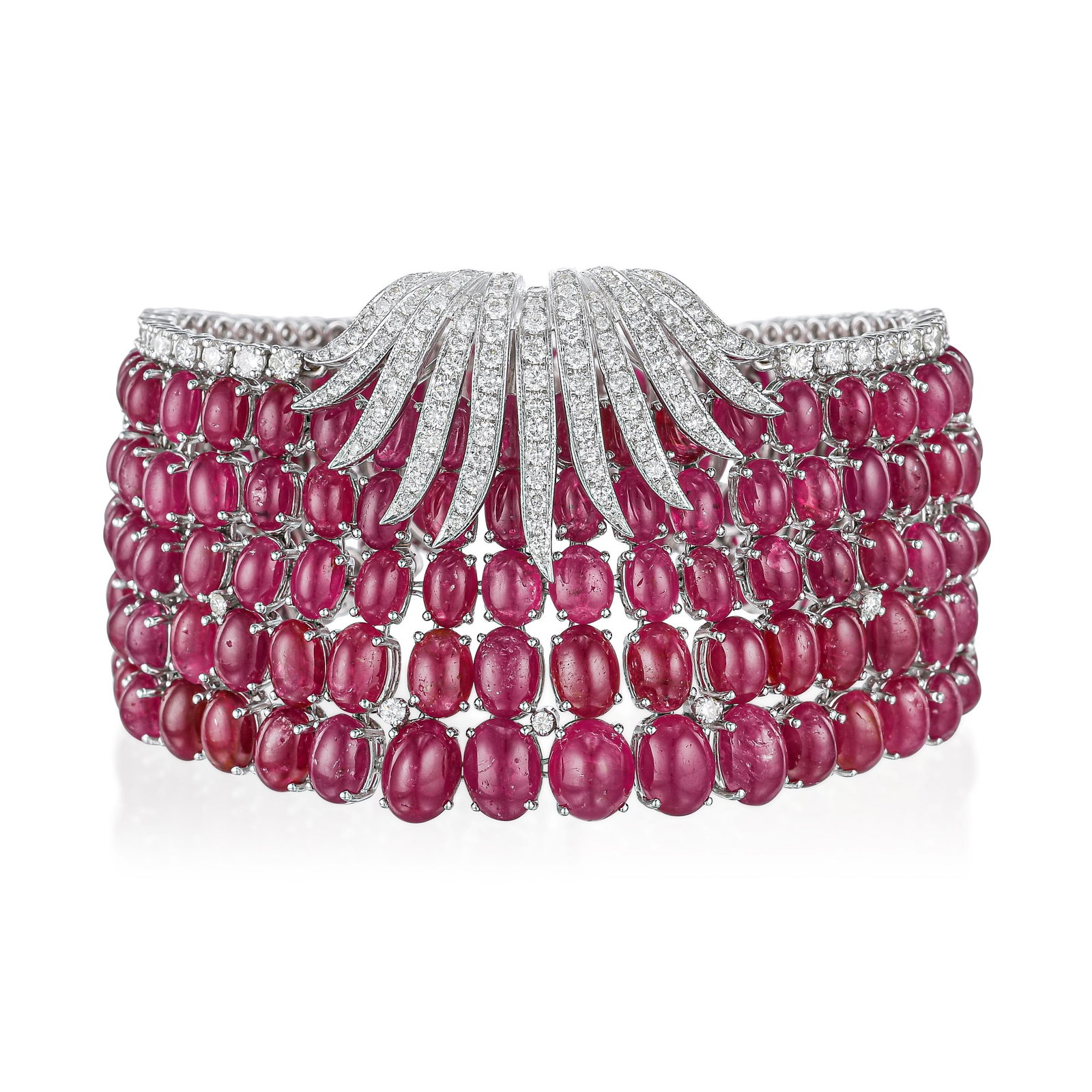 Golden Age Style Ruby and Diamond Bracelet, GIA Certified - 2