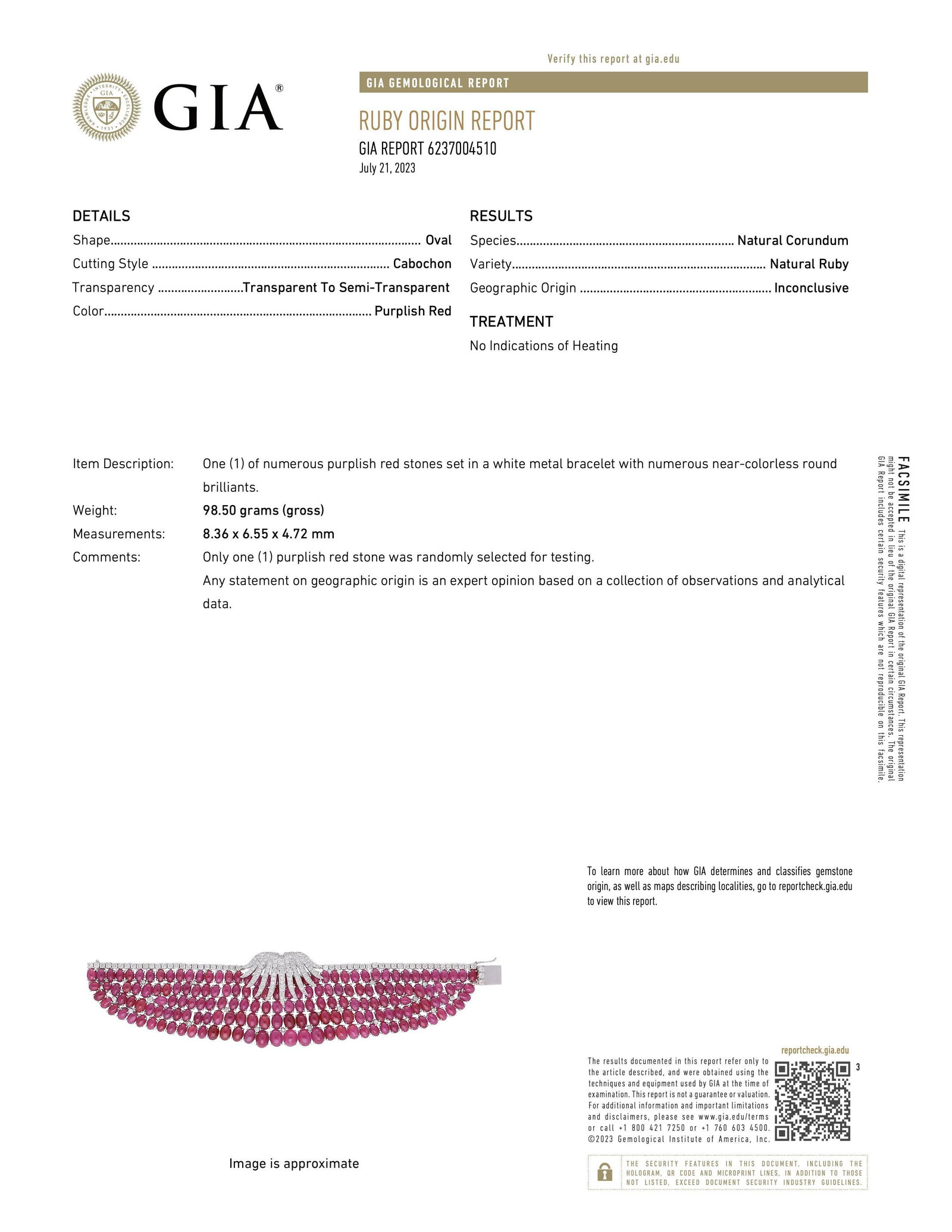 Golden Age Style Ruby and Diamond Bracelet, GIA Certified - 4